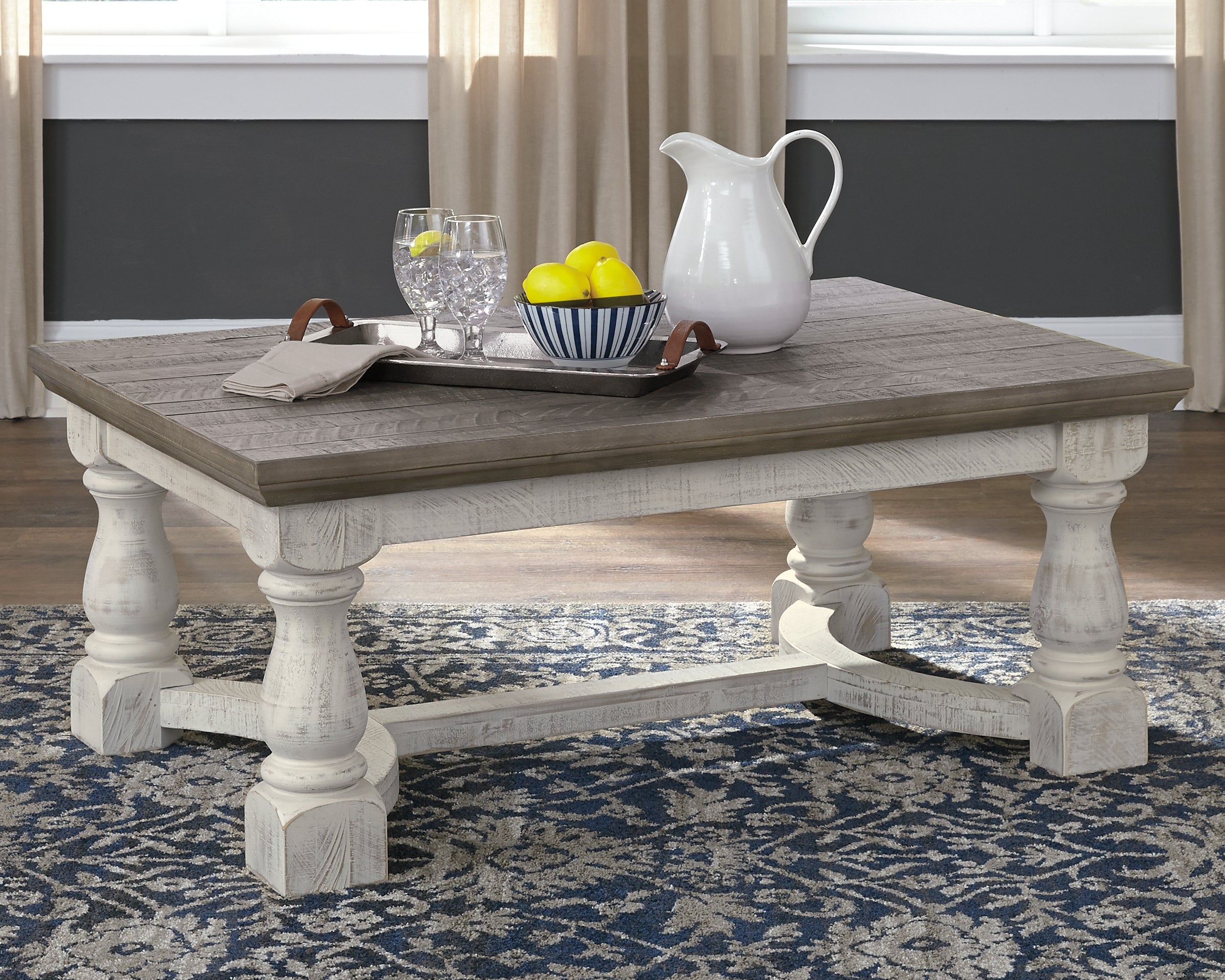 Floridian Furniture - Ashley Furniture - Havalance Coffee Table - Rectangular Cocktail Table / Gray/White - T814-1