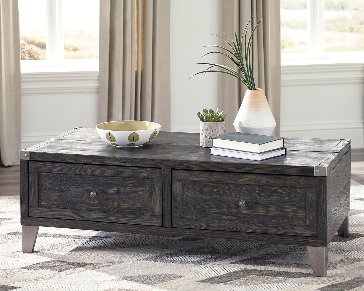 Floridian Furniture - Ashley Furniture - Todoe Coffee Table with Lift Top - Lift Top Cocktail Table / Dark Gray - T901-9