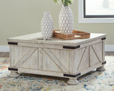 Floridian Furniture - Ashley Furniture - Carynhurst Coffee Table - Cocktail Table with Storage / Whitewash - T929-20