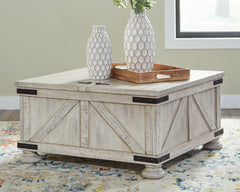 Floridian Furniture - Ashley Furniture - Carynhurst Coffee Table - Cocktail Table with Storage / Whitewash - T929-20
