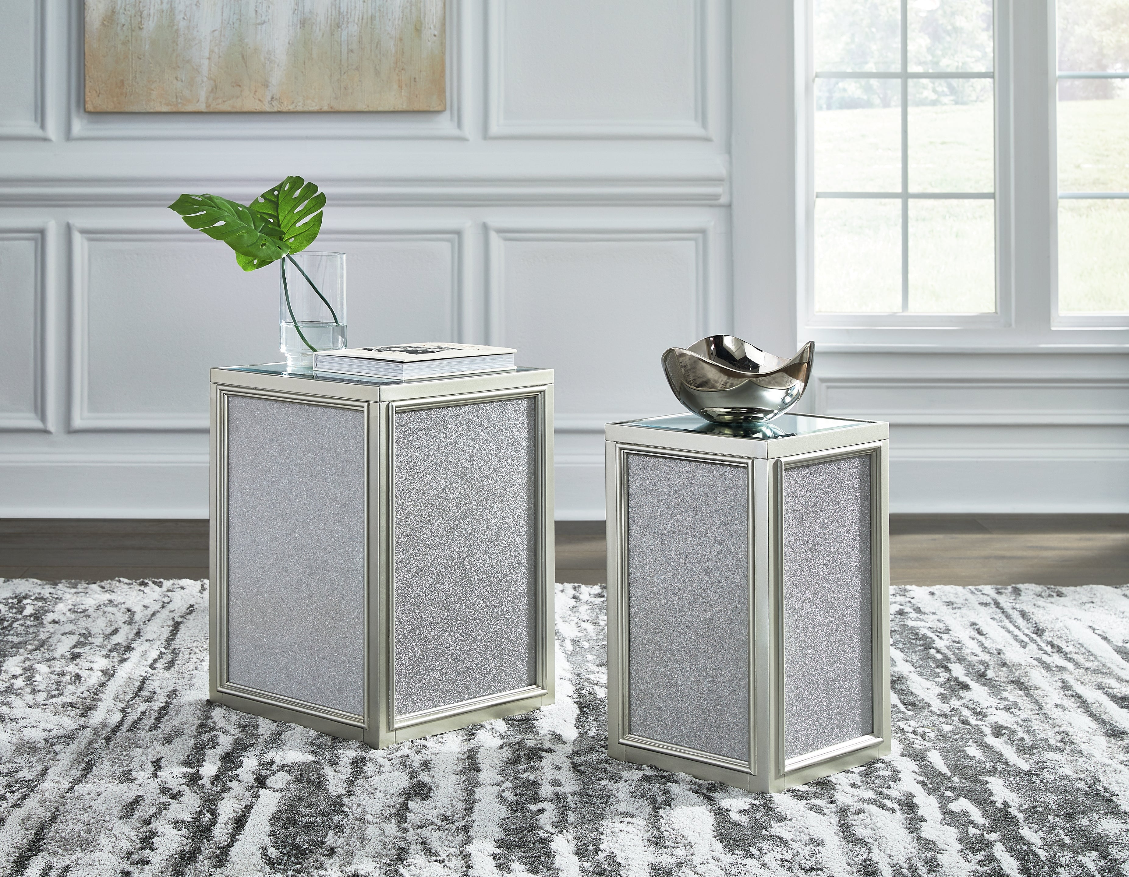 Floridian Furniture - Ashley Furniture - Traleena Nesting End Table (Set of 2) - Nesting End Tables (Set of 2) / Silver Finish - T957-16