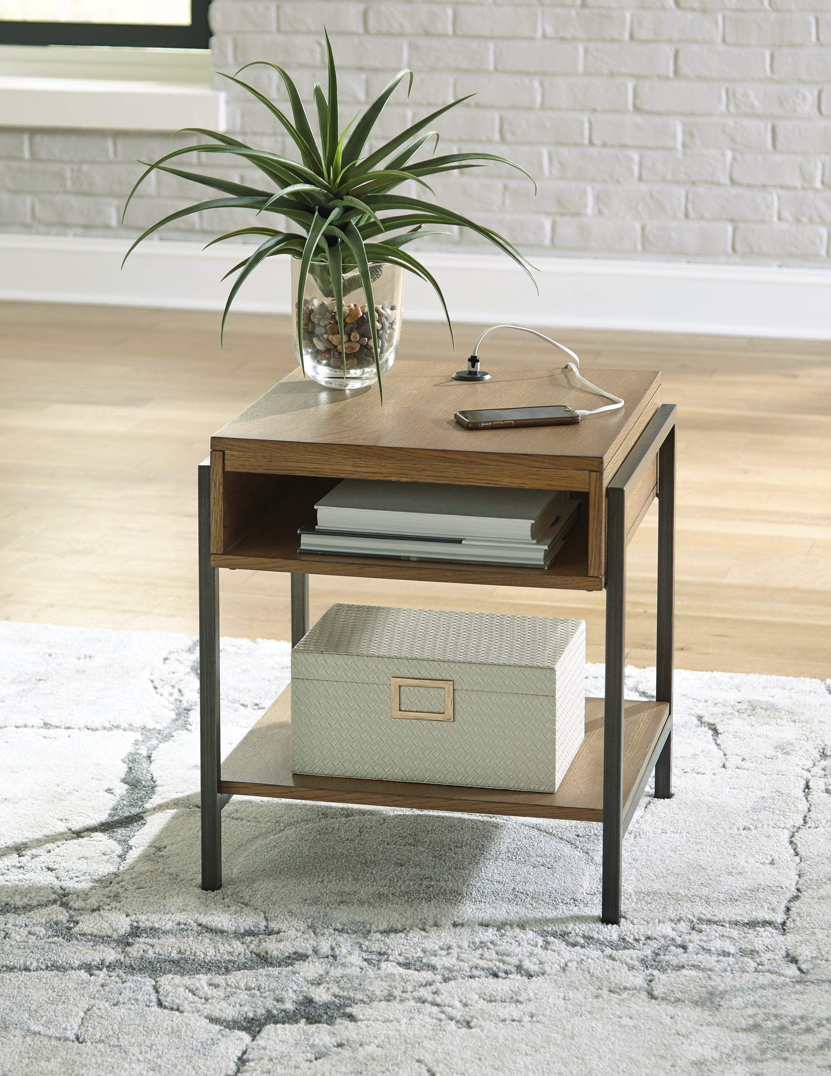 Floridian Furniture - Ashley Furniture - Fridley End Table - Rectangular End Table / Brown/Black - T964-3