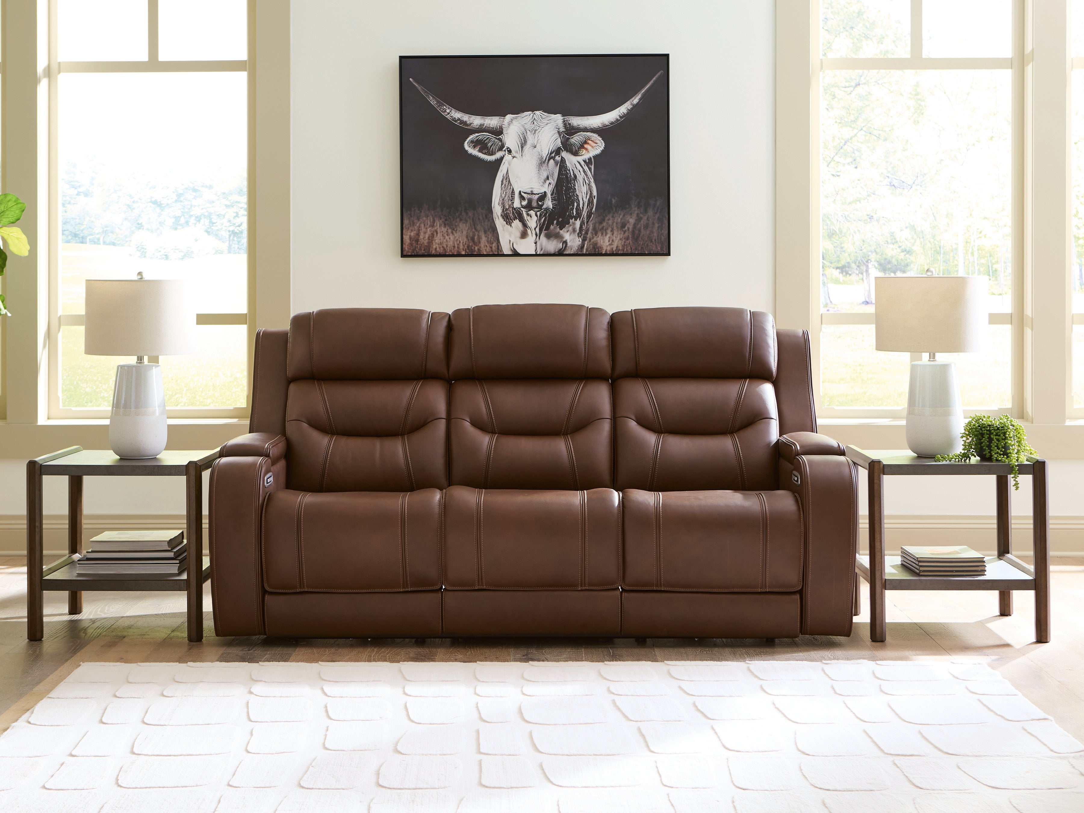 Floridian Furniture - Ashley Furniture - Knightington Living Room - PWR REC Sofa w/Audio Seating / Brown - PCU1160215A