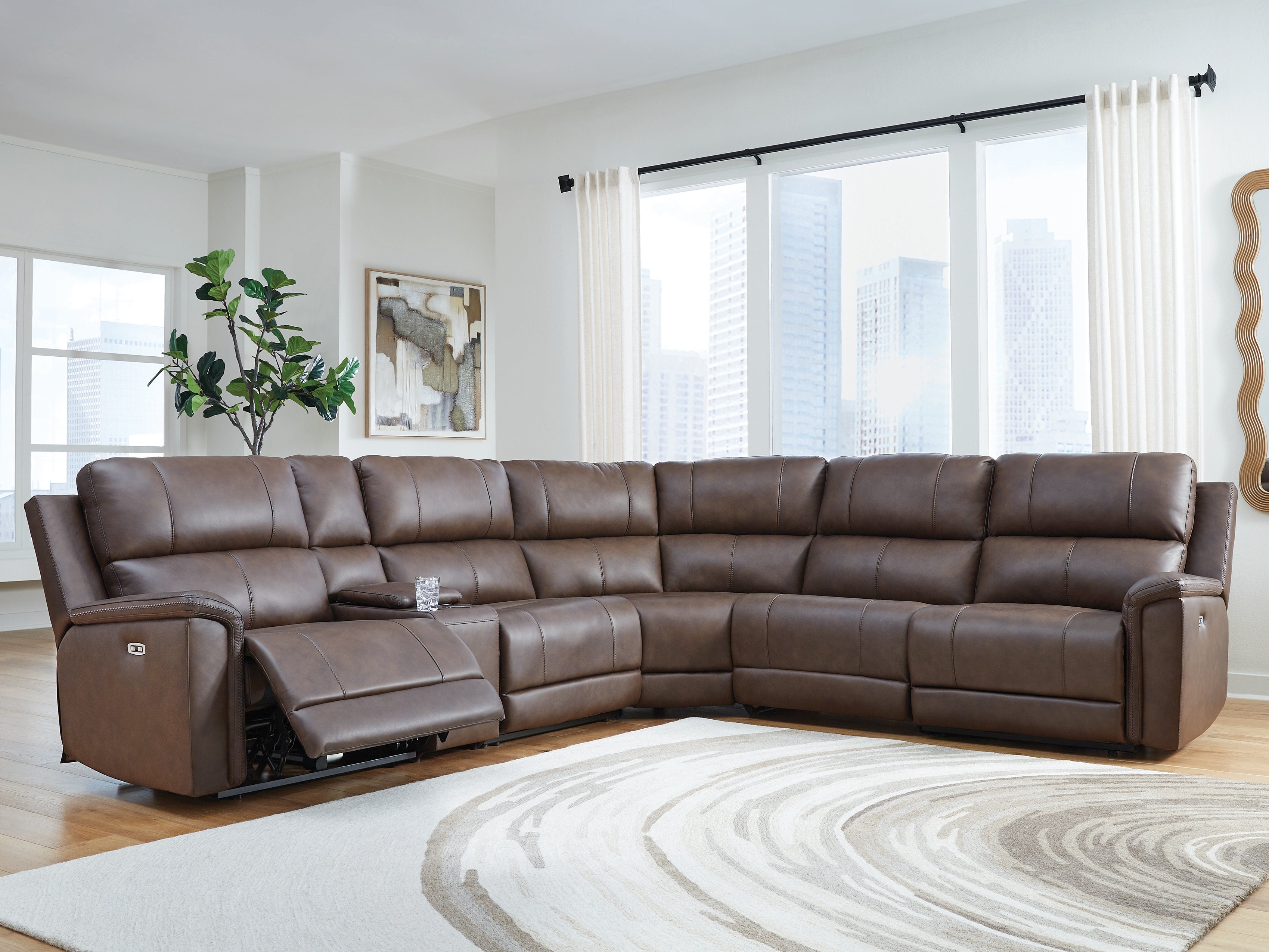 Floridian Furniture - Ashley Furniture - Bleckley Sectional - 5-Piece Power Reclining Sectional / Espresso - PCU12001S4
