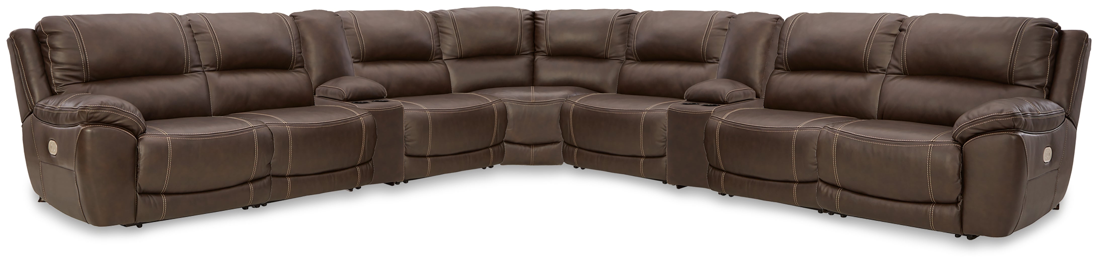Floridian Furniture - Ashley Furniture - Dunleith 9-piece Power Reclining Sectional - 9-piece Power Reclining Sectional / Chocolate - U71604S10