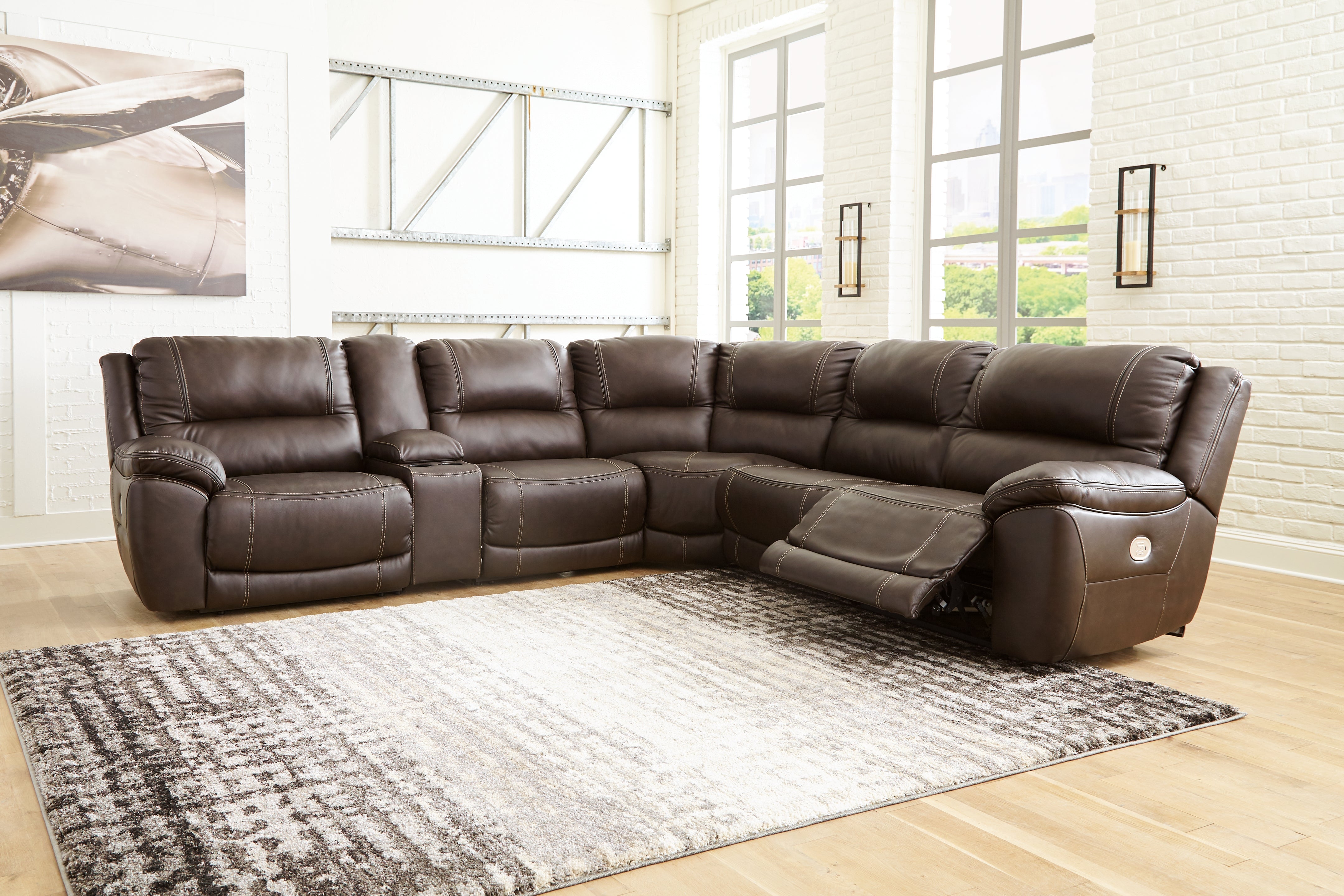 Floridian Furniture - Ashley Furniture - Dunleith Sectional - 7-Piece Power Reclining Sectional / Chocolate - U71604S7