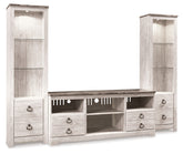 Floridian Furniture - Ashley Furniture - Willowton 3-Piece Entertainment Center - 3-Piece Entertainment Center / Whitewash - W267W16