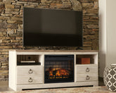 Floridian Furniture - Ashley Furniture - Willowton 64" TV Stand with Electric Fireplace - 64" TV Stand with Electric Fireplace / Whitewash - W267W8