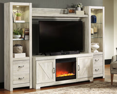 Floridian Furniture - Ashley Furniture - Bellaby 4-Piece Entertainment Center with Fireplace - 4-Piece Entertainment Center with Fireplace / Whitewash - W331W5