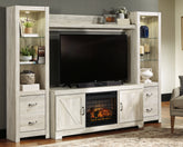 Floridian Furniture - Ashley Furniture - Bellaby 4-Piece Entertainment Center with Electric Fireplace - 4-Piece Entertainment Center with Electric Fireplace / Whitewash - W331W8