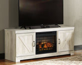 Floridian Furniture - Ashley Furniture - Bellaby 63" TV Stand with Electric Fireplace - 63" TV Stand with Electric Fireplace / Whitewash - W331W9