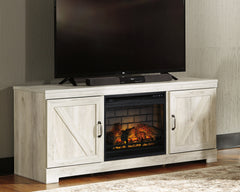 Floridian Furniture - Ashley Furniture - Bellaby 63" TV Stand with Electric Fireplace - 63" TV Stand with Electric Fireplace / Whitewash - W331W9