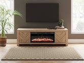 Floridian Furniture - Ashley Furniture - Cayboni 71" TV Stand with Electric Fireplace - 71" TV Stand with Electric Fireplace / Tan - W3787W1