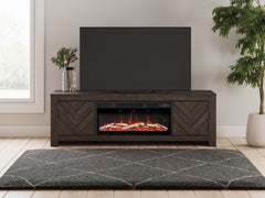 Floridian Furniture - Ashley Furniture - Cayboni 71" TV Stand with Electric Fireplace - 71" TV Stand with Electric Fireplace / Black - W3789W1