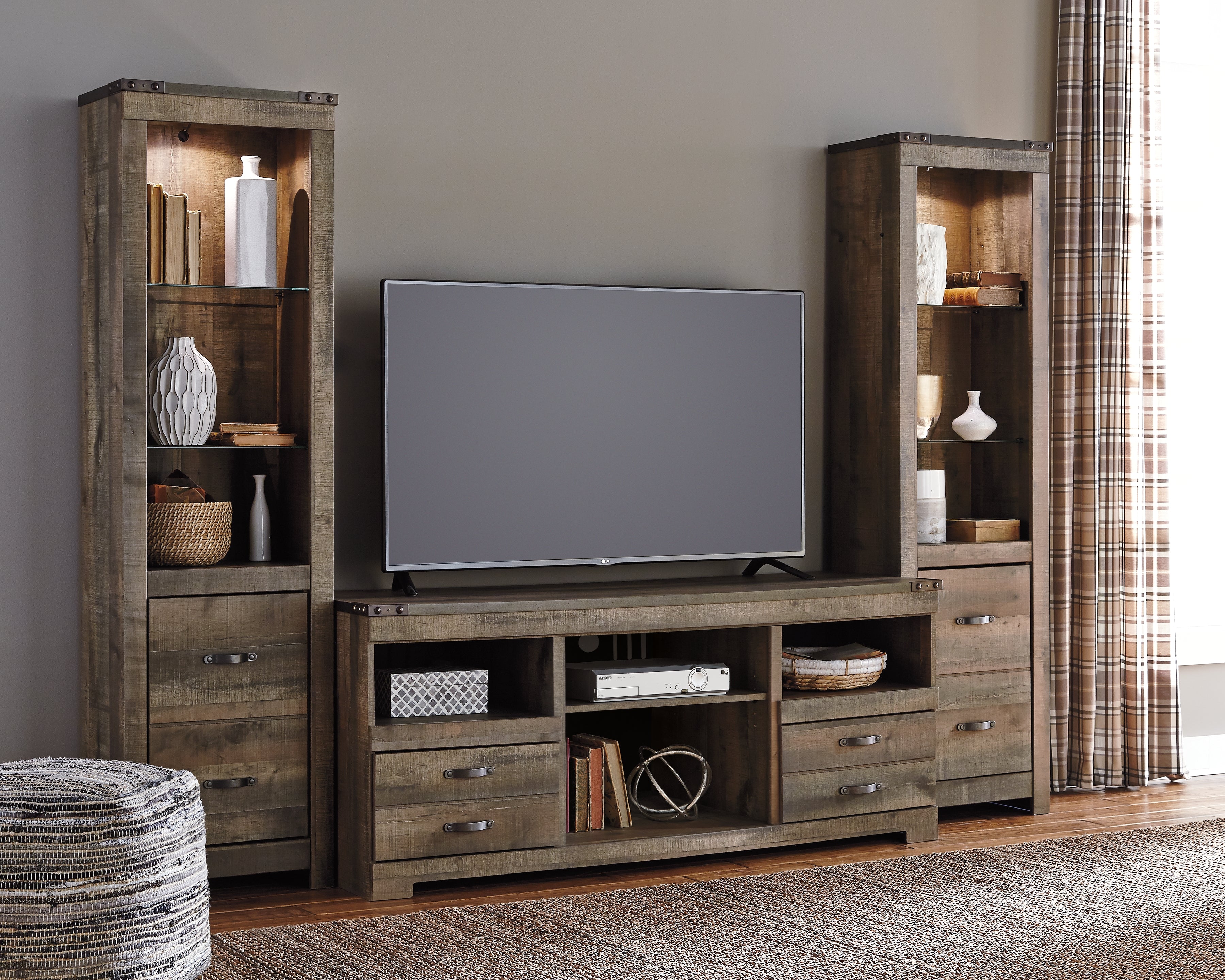 Floridian Furniture - Ashley Furniture - Trinell 3-Piece Entertainment Center - 3-Piece Entertainment Center / Brown - W446W18