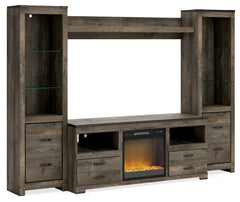 Floridian Furniture - Ashley Furniture - Trinell 4-Piece Entertainment Center with Electric Fireplace - 4-Piece Entertainment Center with Electric Fireplace / Brown - W446W10
