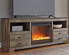 Floridian Furniture - Ashley Furniture - Trinell 63" TV Stand with Electric Fireplace - 63" TV Stand with Electric Fireplace / Brown - W446W5