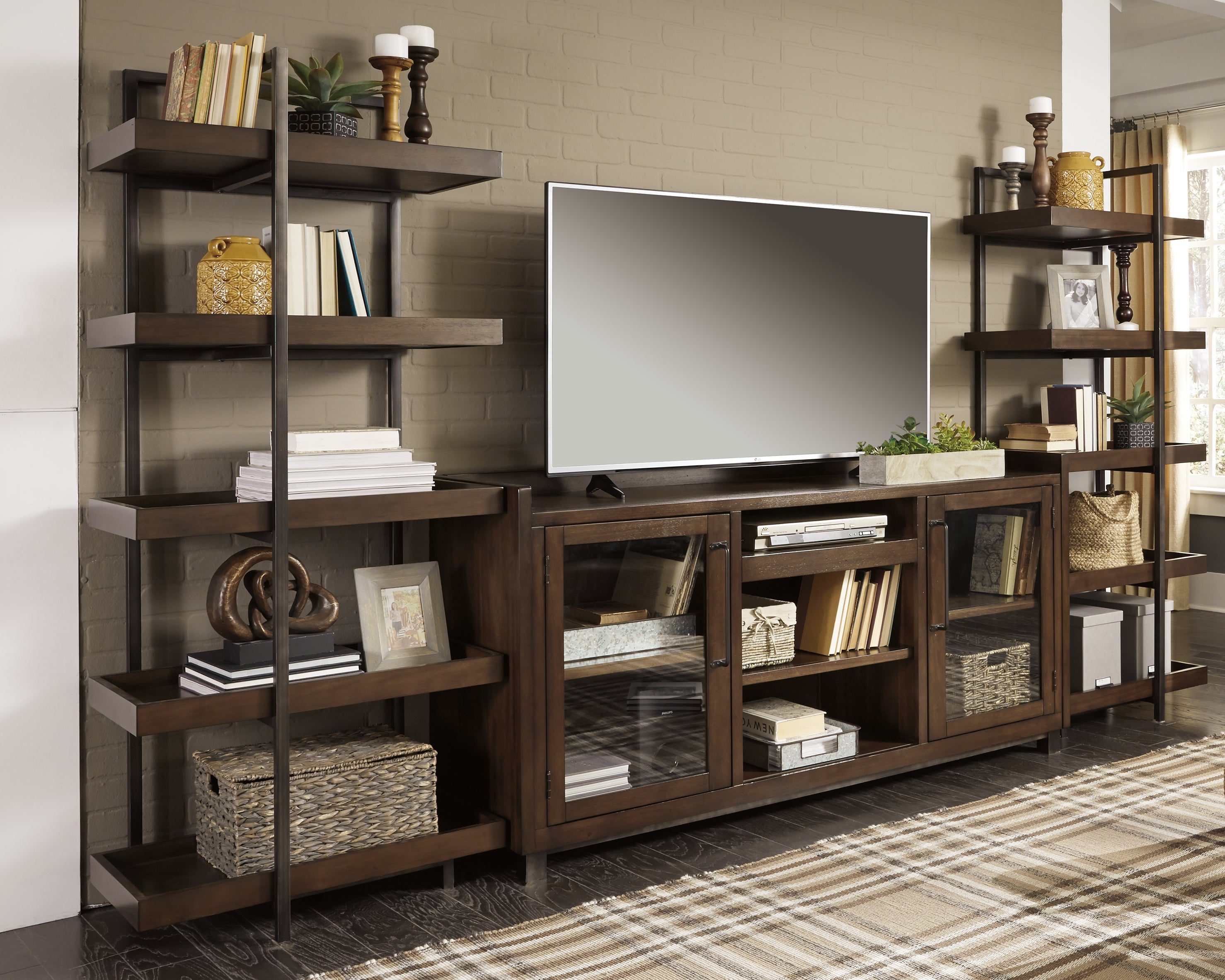 Floridian Furniture - Ashley Furniture - Starmore Entertainment Center - Left or Right Pier / Brown/Gunmetal - W633-34