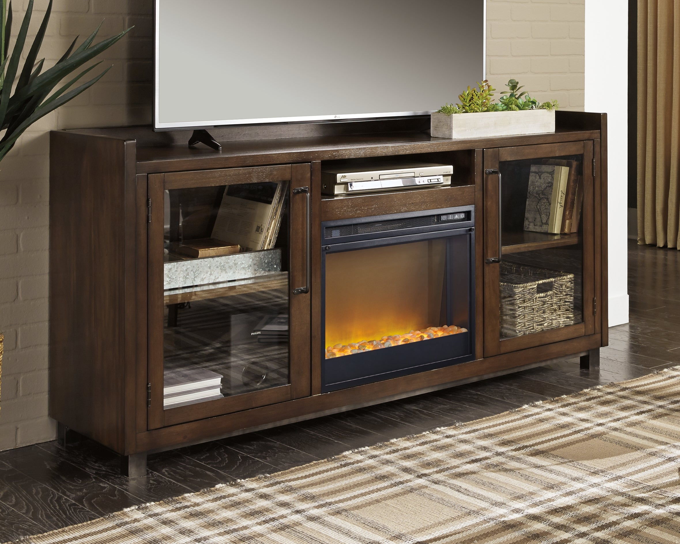 Floridian Furniture - Ashley Furniture - Starmore 70" TV Stand with Electric Fireplace - 70" TV Stand with Electric Fireplace / Brown - W633W4