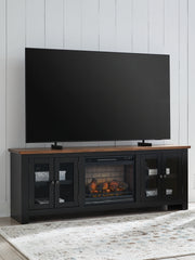Floridian Furniture - Ashley Furniture - Wildenauer 76" TV Stand with Electric Fireplace - 76" TV Stand with Electric Fireplace / Brown/Black - W664W1
