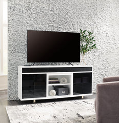Floridian Furniture - Ashley Furniture - Gardoni 72" TV Stand - 72" / White/Black - W756-68