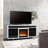 Floridian Furniture - Ashley Furniture - Gardoni 72" TV Stand with Electric Fireplace - 72" TV Stand with Electric Fireplace / White/Black - W756W1