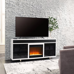 Floridian Furniture - Ashley Furniture - Gardoni 72" TV Stand with Electric Fireplace - 72" TV Stand with Electric Fireplace / White/Black - W756W1