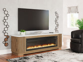 Floridian Furniture - Ashley Furniture - Camdill 80" TV Stand with Electric Fireplace - 80" TV Stand with Electric Fireplace / Light Brown - W808W1