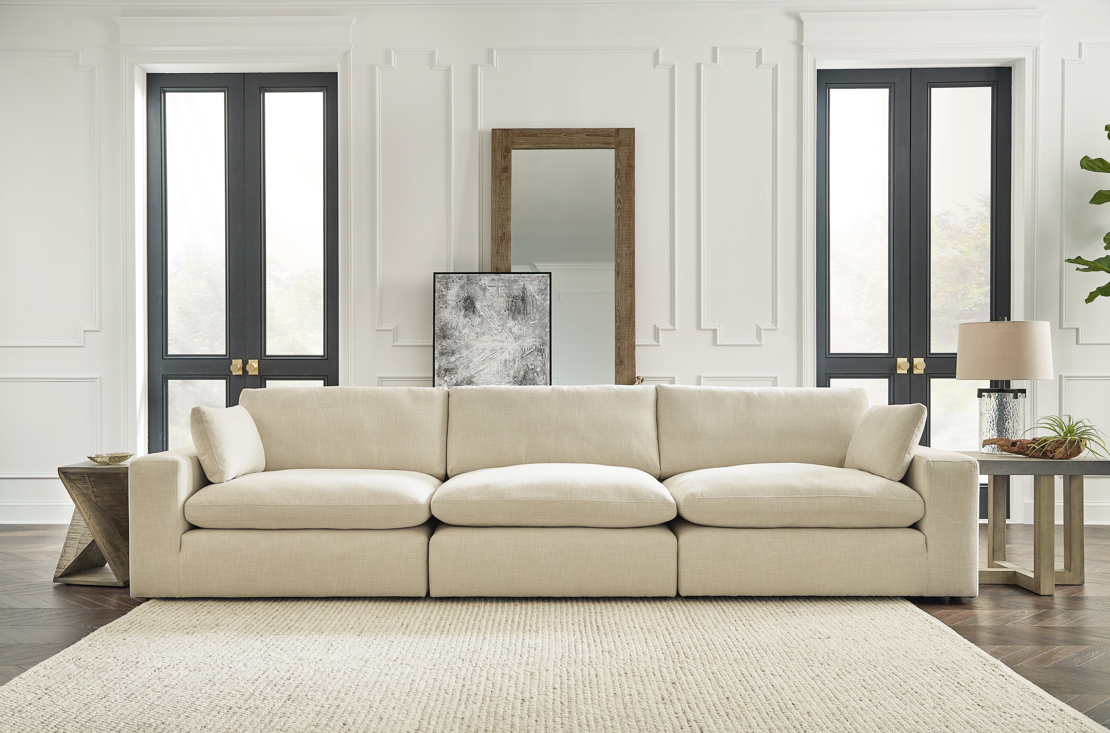Floridian Furniture - Ashley Furniture - Elyza Sectional - RAF 3-Piece Sectional Sofa / Linen - 10006S2