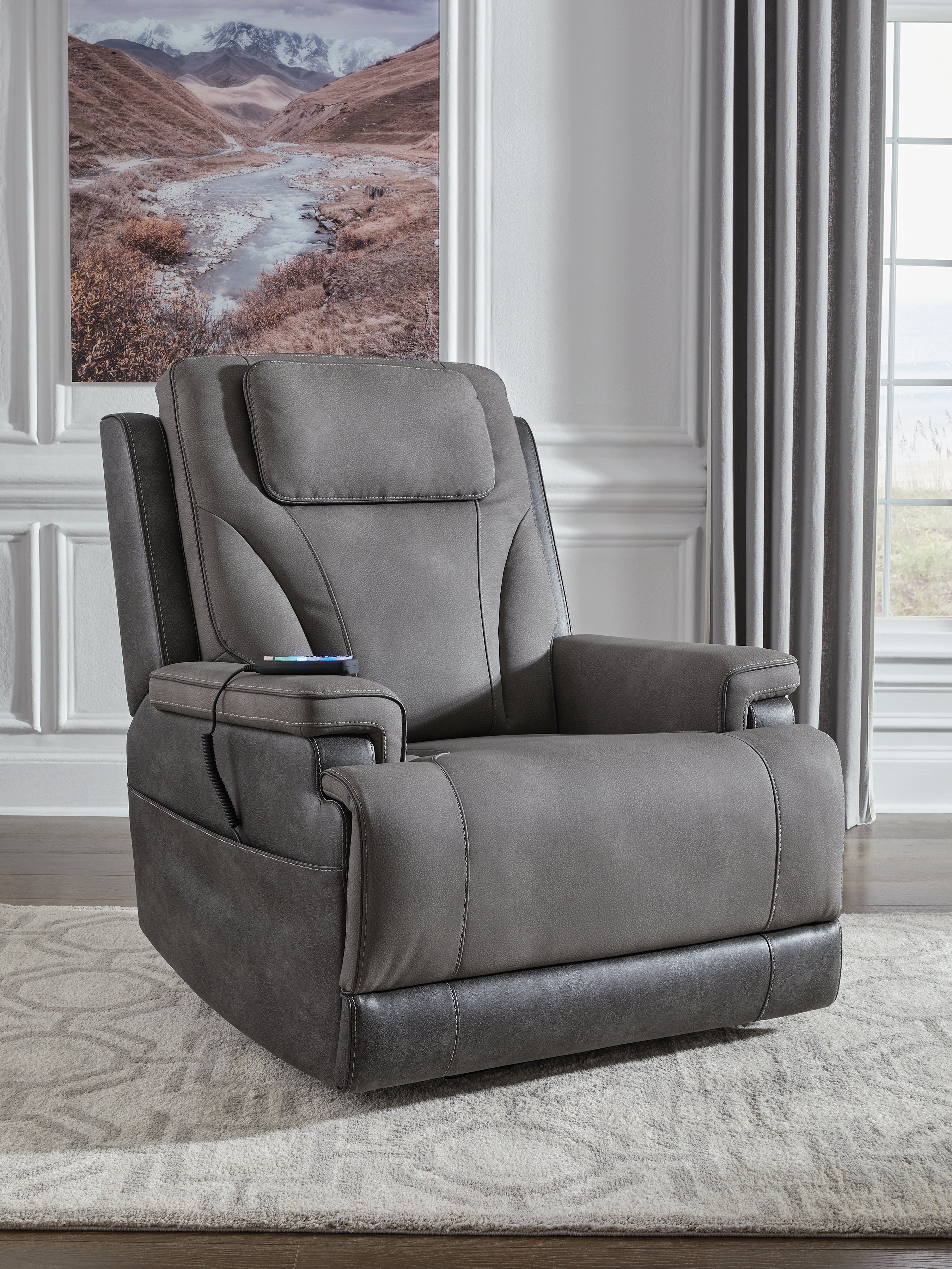 Floridian Furniture - Ashley Furniture - 4Z-Peaceful Pause Living Room - Power Lift Recliner / Slate - PC1210412