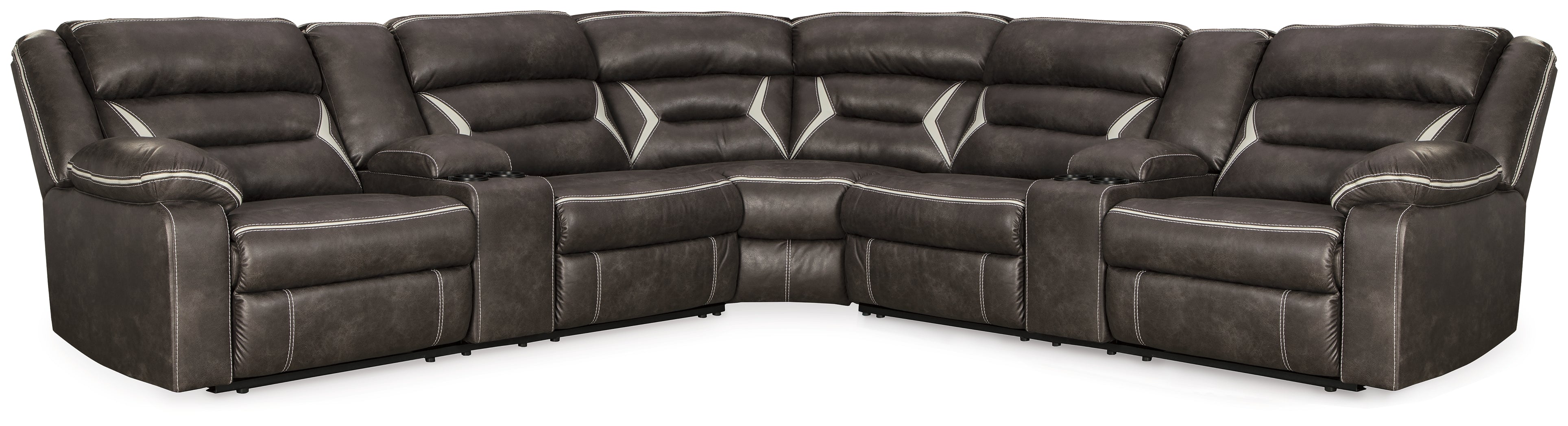 Floridian Furniture - Ashley Furniture - Kincord Sectional - 3-Piece Power Reclining Sectional / Midnight - 13104S5
