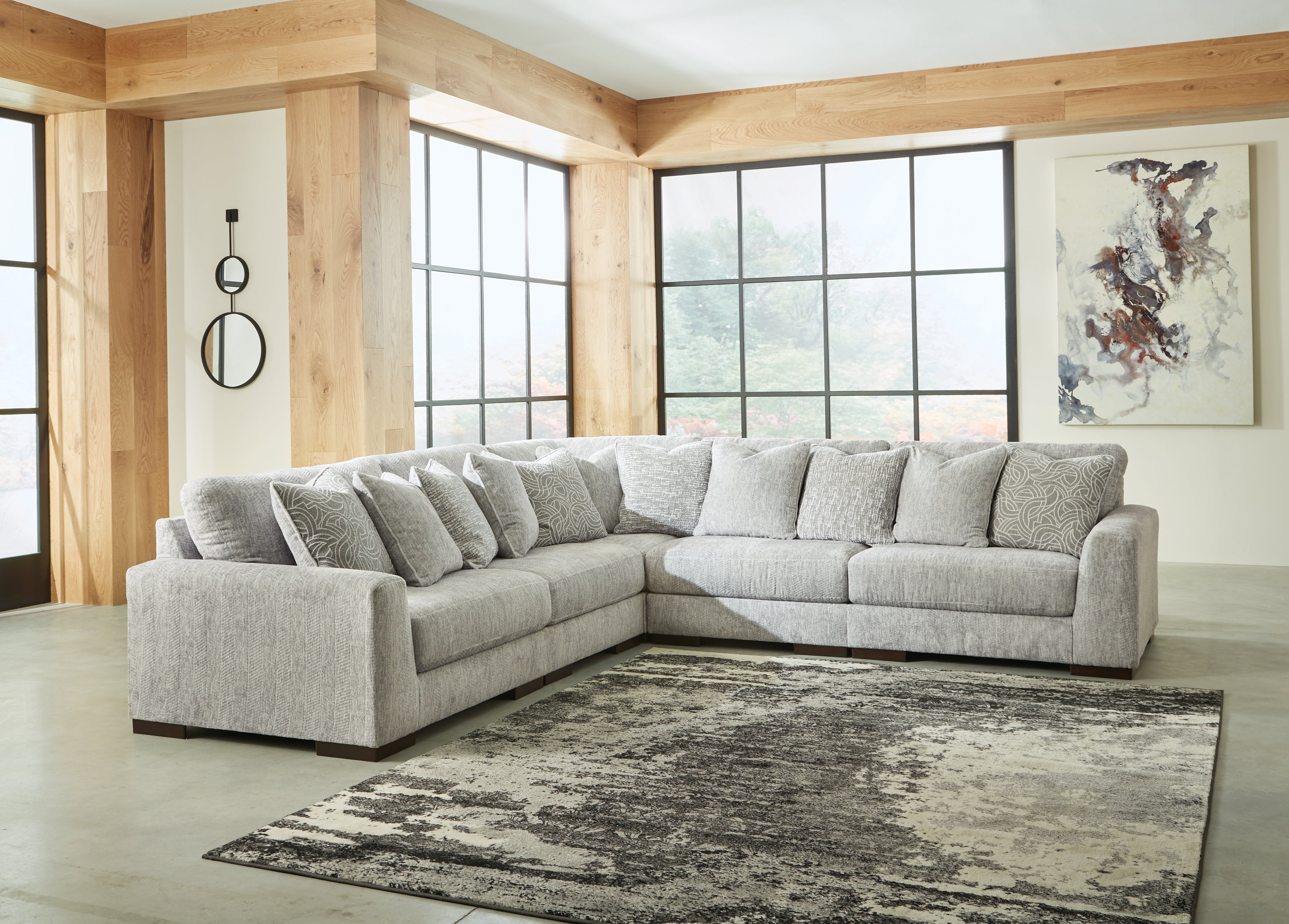 Floridian Furniture - Ashley Furniture - Regent Park Sectional - RAF 5-Piece Sectional / Pewter - 14404S3