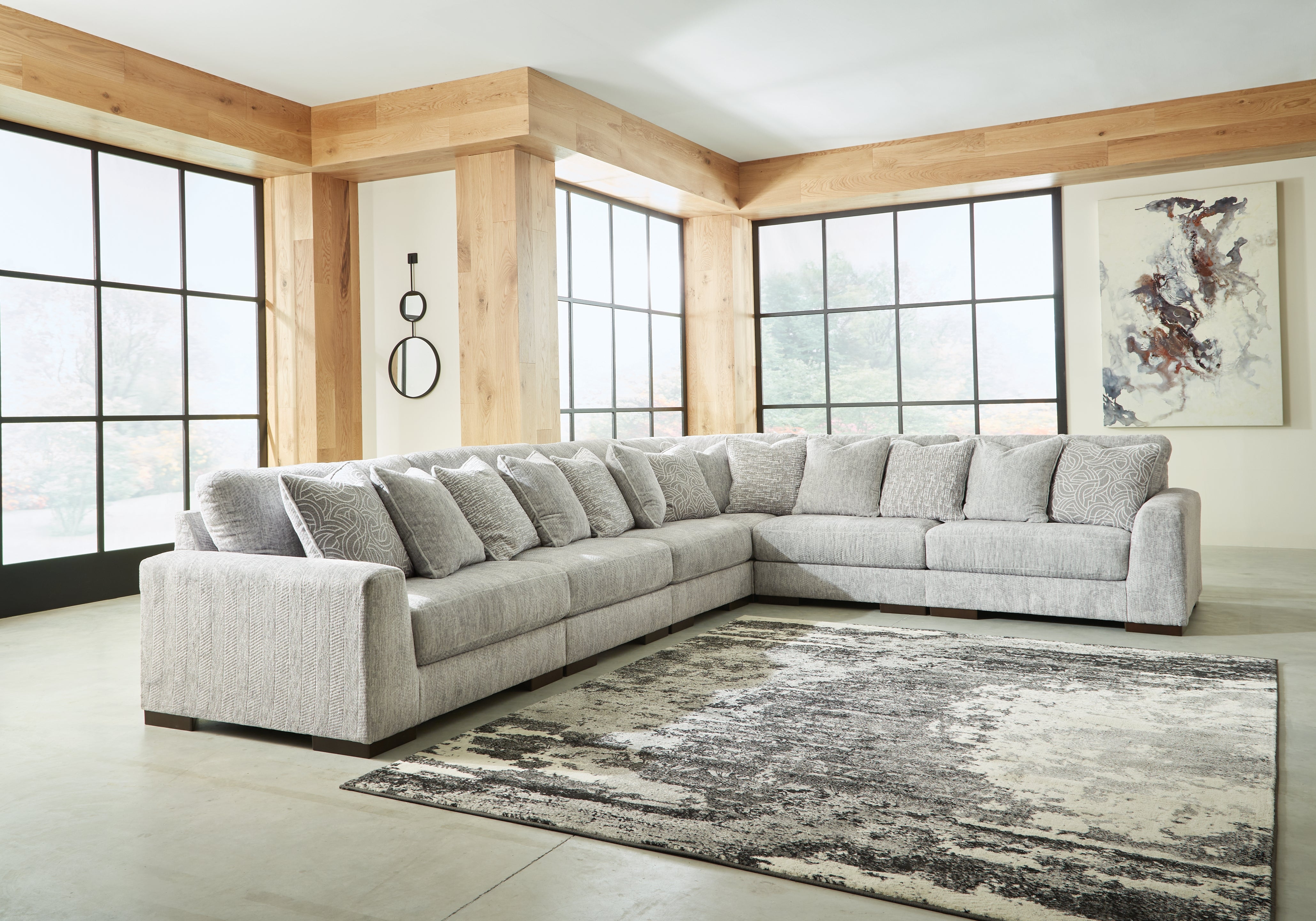 Floridian Furniture - Ashley Furniture - Regent Park Sectional - RAF 6-Piece Sectional / Pewter - 14404S7