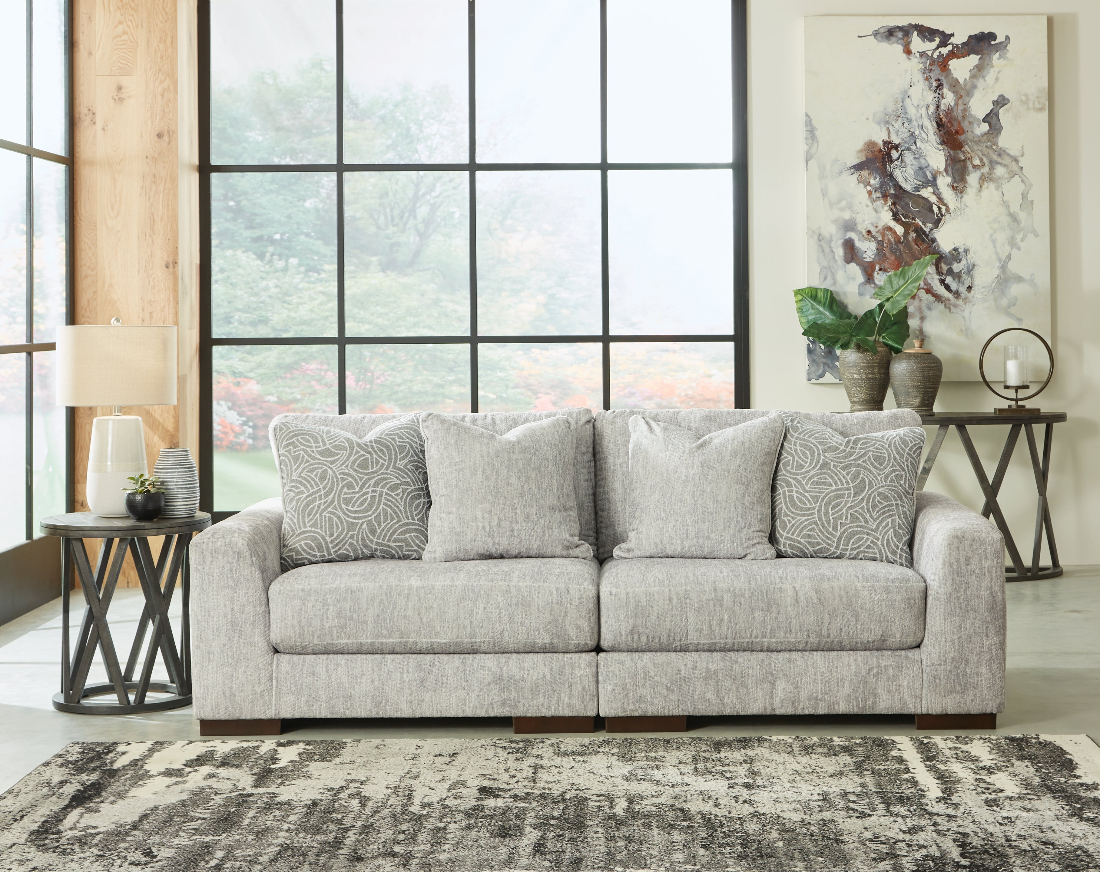 Floridian Furniture - Ashley Furniture - Regent Park Sectional - RAF 2-Piece Sectional Loveseat / Pewter - 14404S4