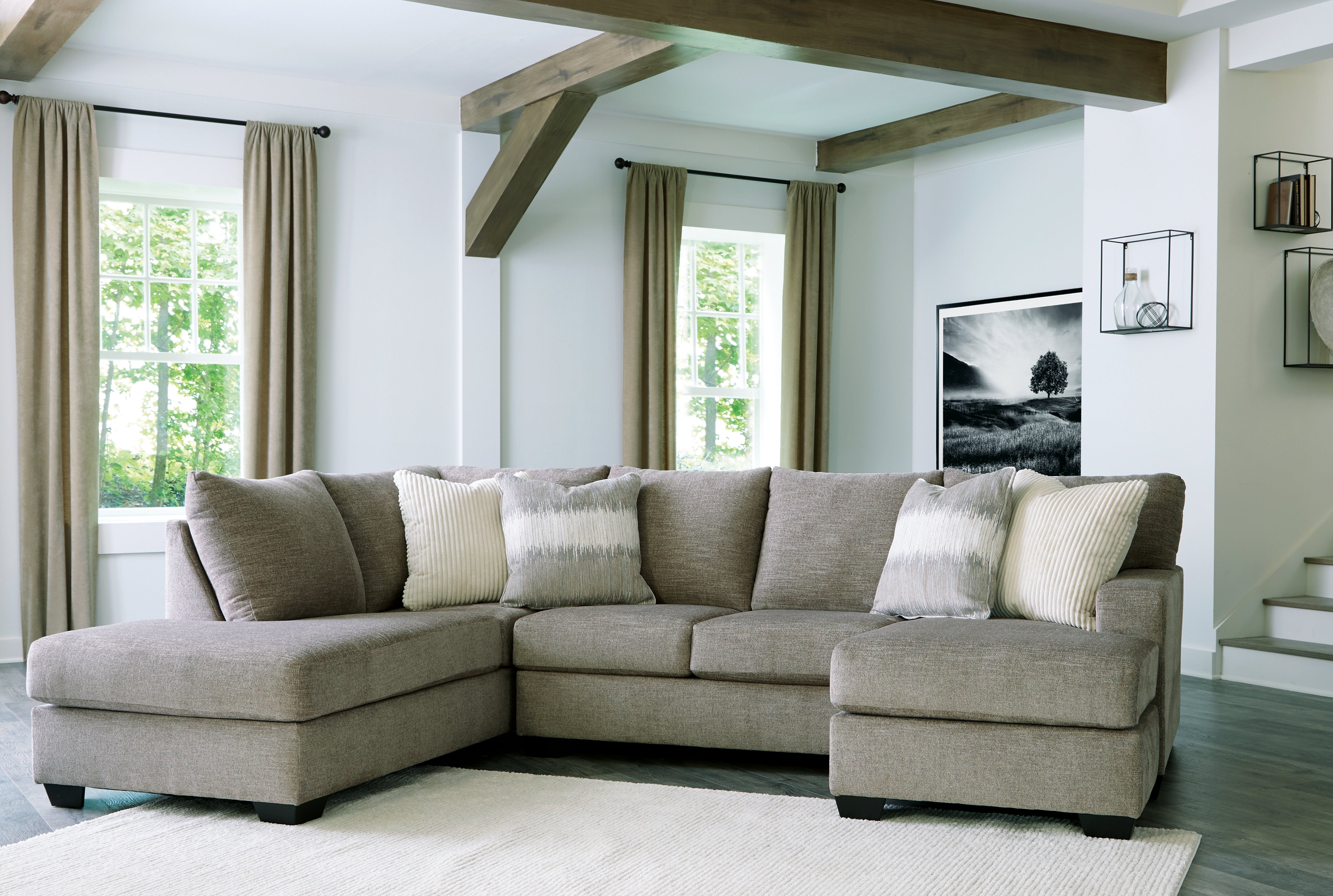 Floridian Furniture - Ashley Furniture - Creswell Sectional - RAF 2-Piece Sectional with Chaise / Stone - 15305S2