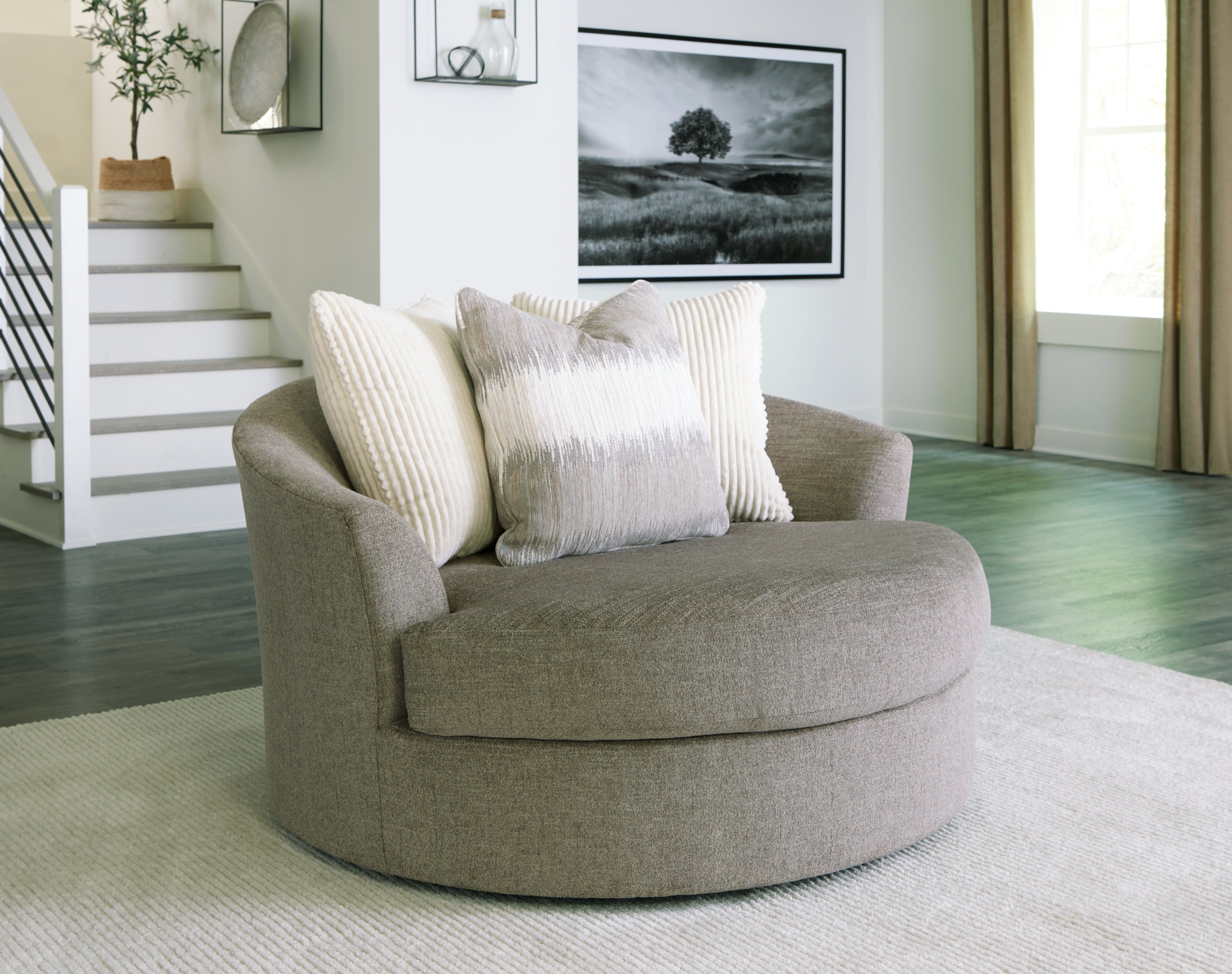 Floridian Furniture - Ashley Furniture - Creswell Living Room - Oversized Swivel Accent Chair / Stone - 1530521