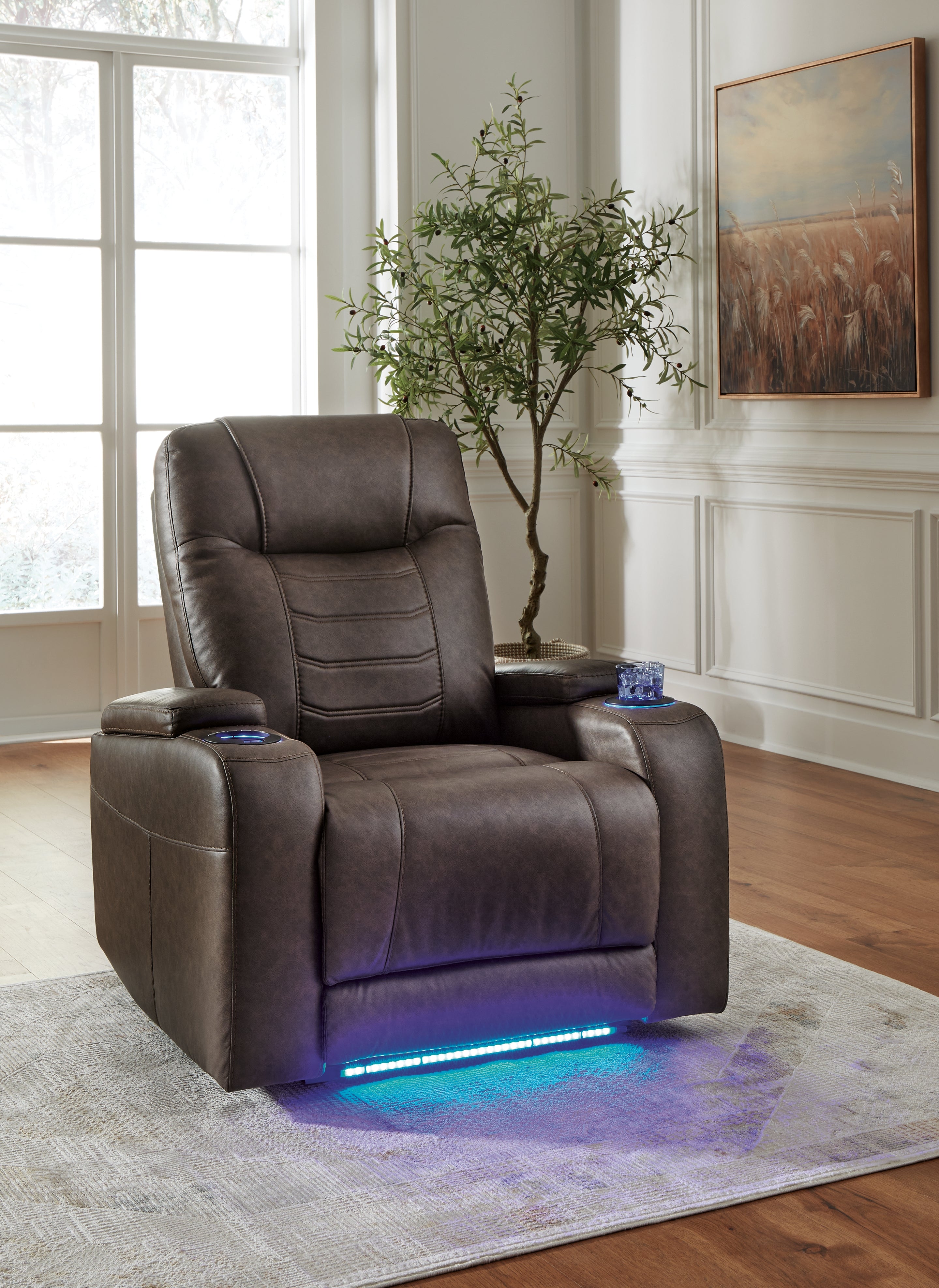 Floridian Furniture - Ashley Furniture - Schooner Rocks Living Room - PWR Recliner/ADJ Headrest / Umber - 1610413