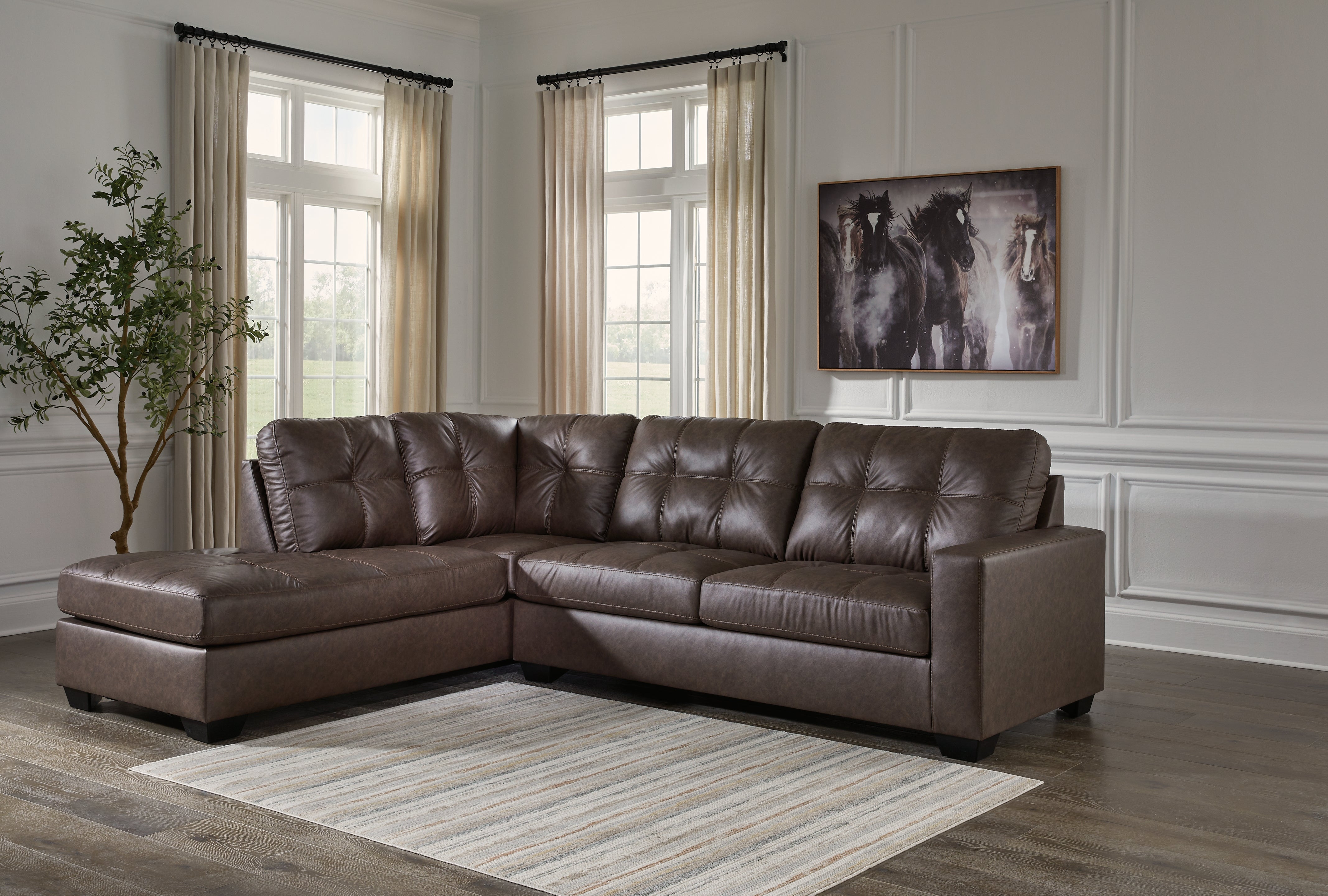Floridian Furniture - Ashley Furniture - Barlin Mills Sectional - RAF 2-Piece Sectional with Chaise / Umber - 17003S1
