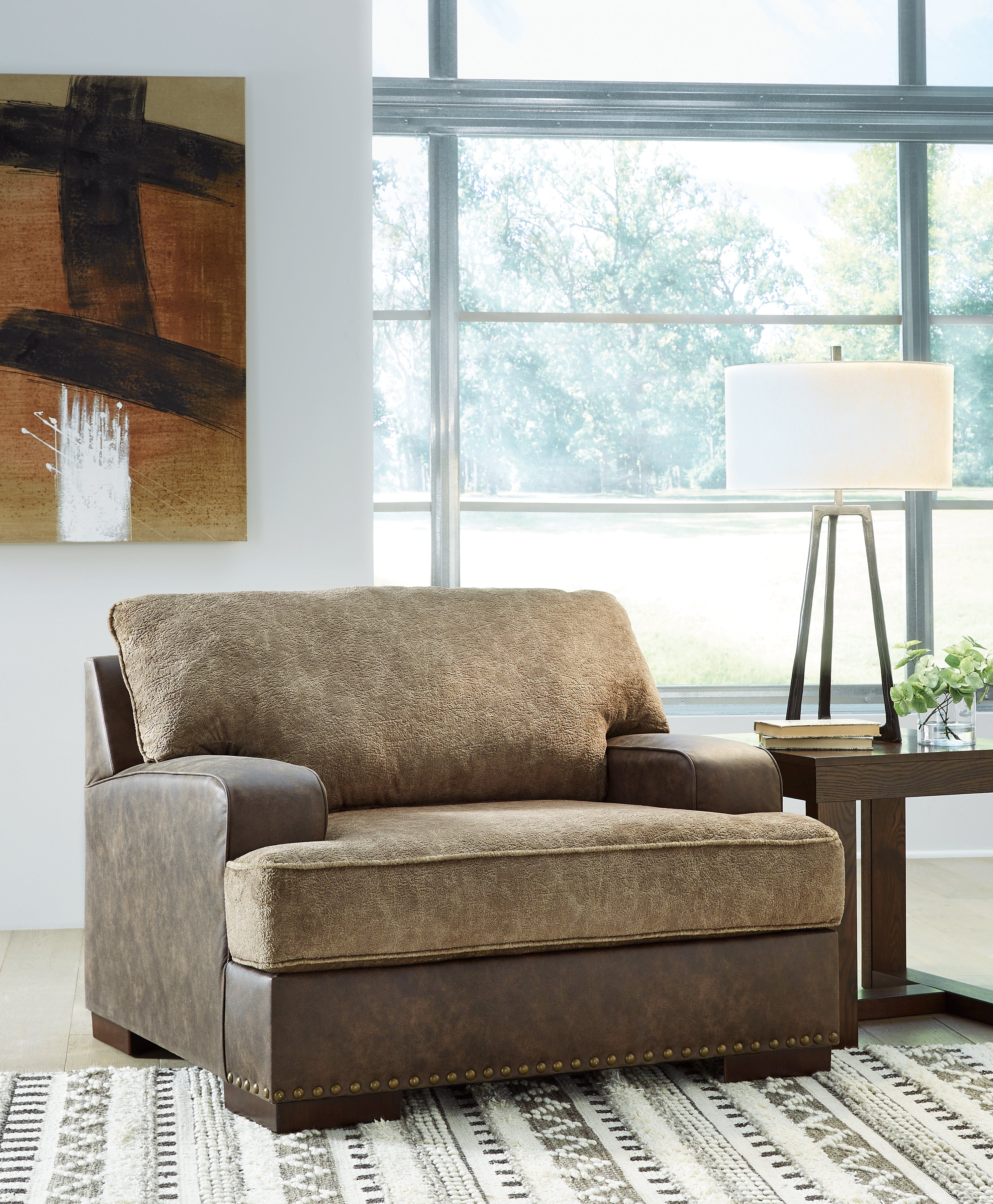 Floridian Furniture - Ashley Furniture - Alesbury Living Room - Chair and a Half / Chocolate - 1870423
