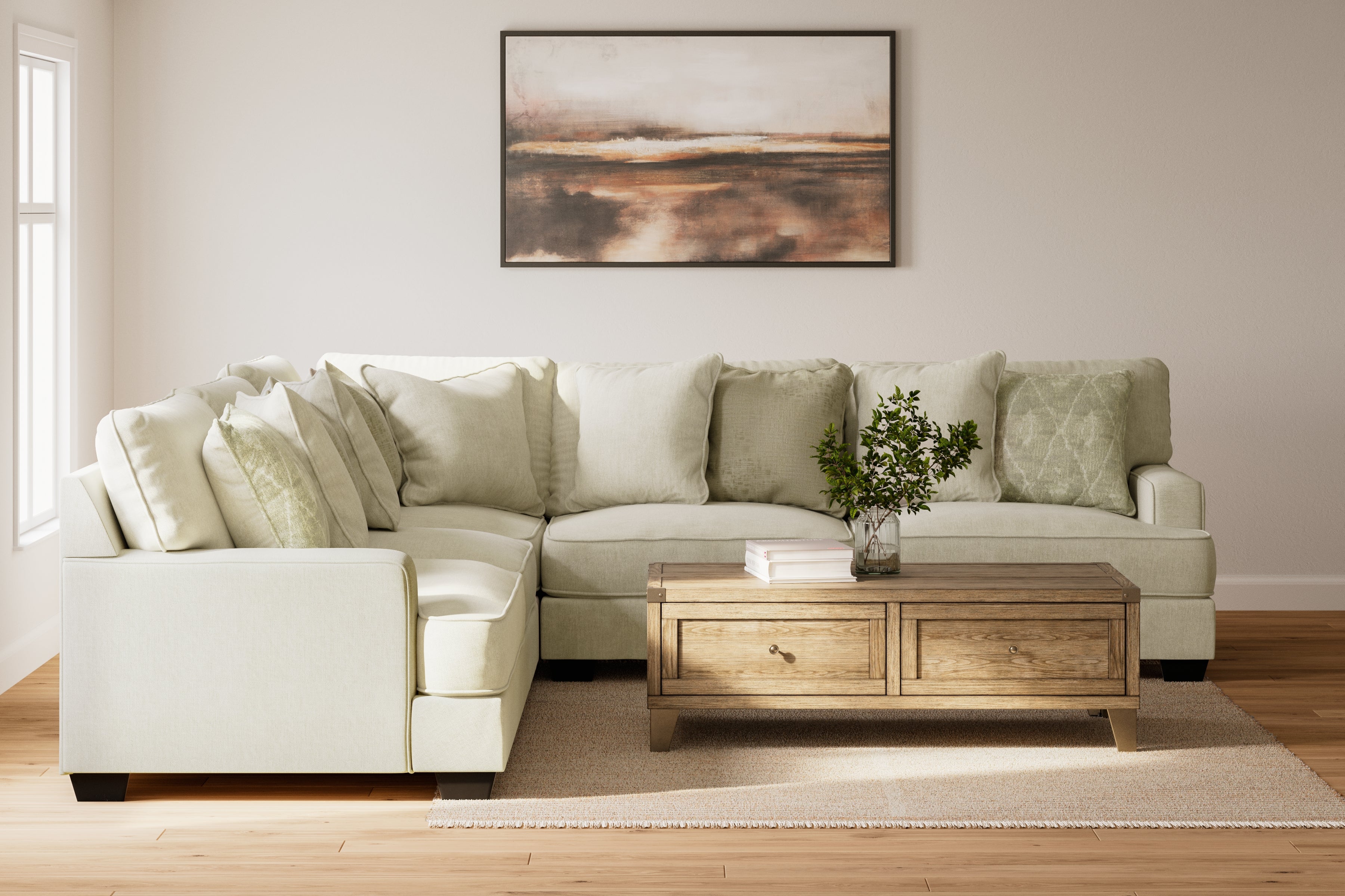 Floridian Furniture - Ashley Furniture - Rawcliffe Sectional - LAF 4-Piece Sectional / Parchment - 19604S2