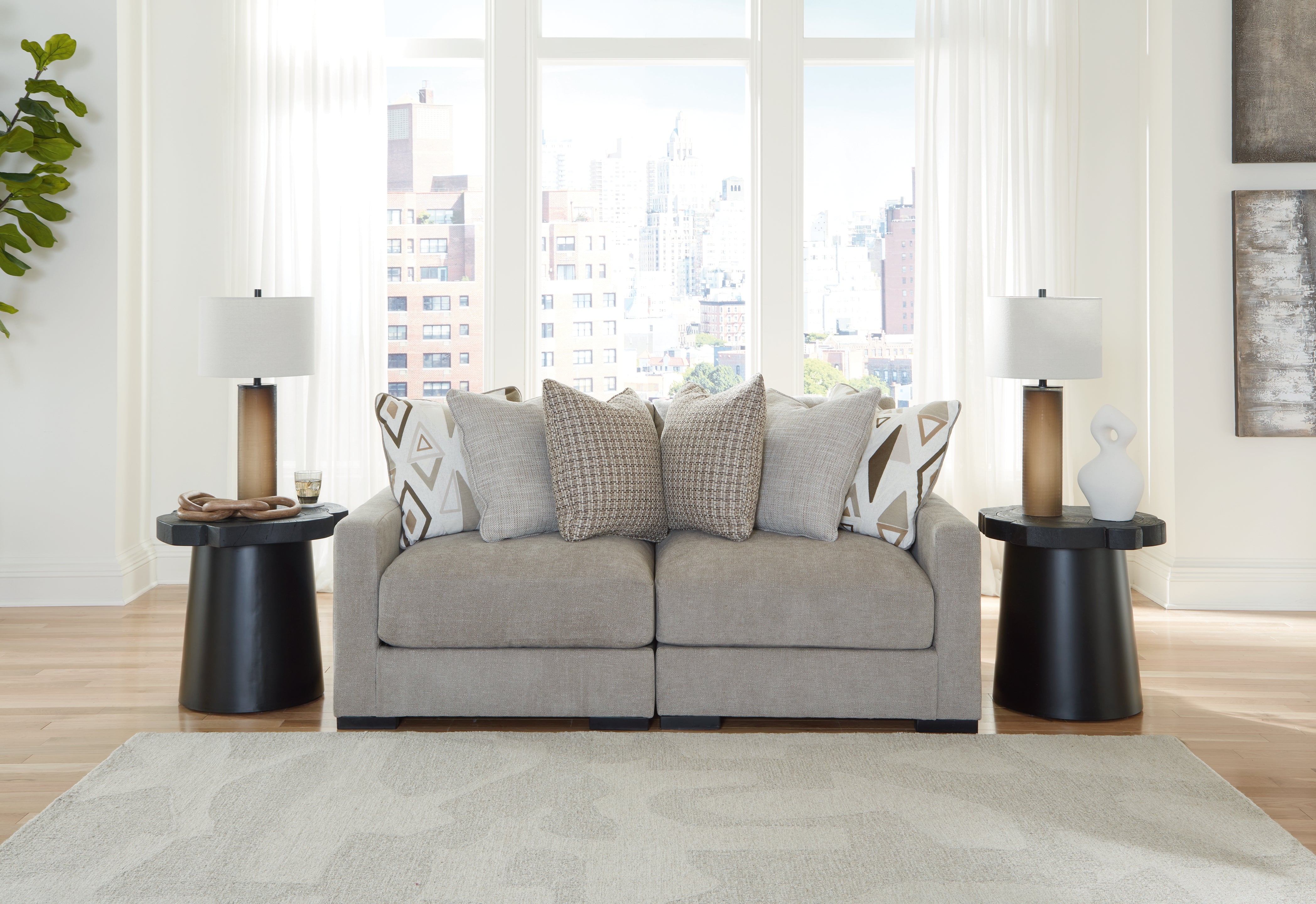 Floridian Furniture - Ashley Furniture - Aslan Court Sectional - RAF 6-Piece Sectional with Chaise / Flax - 20305S8