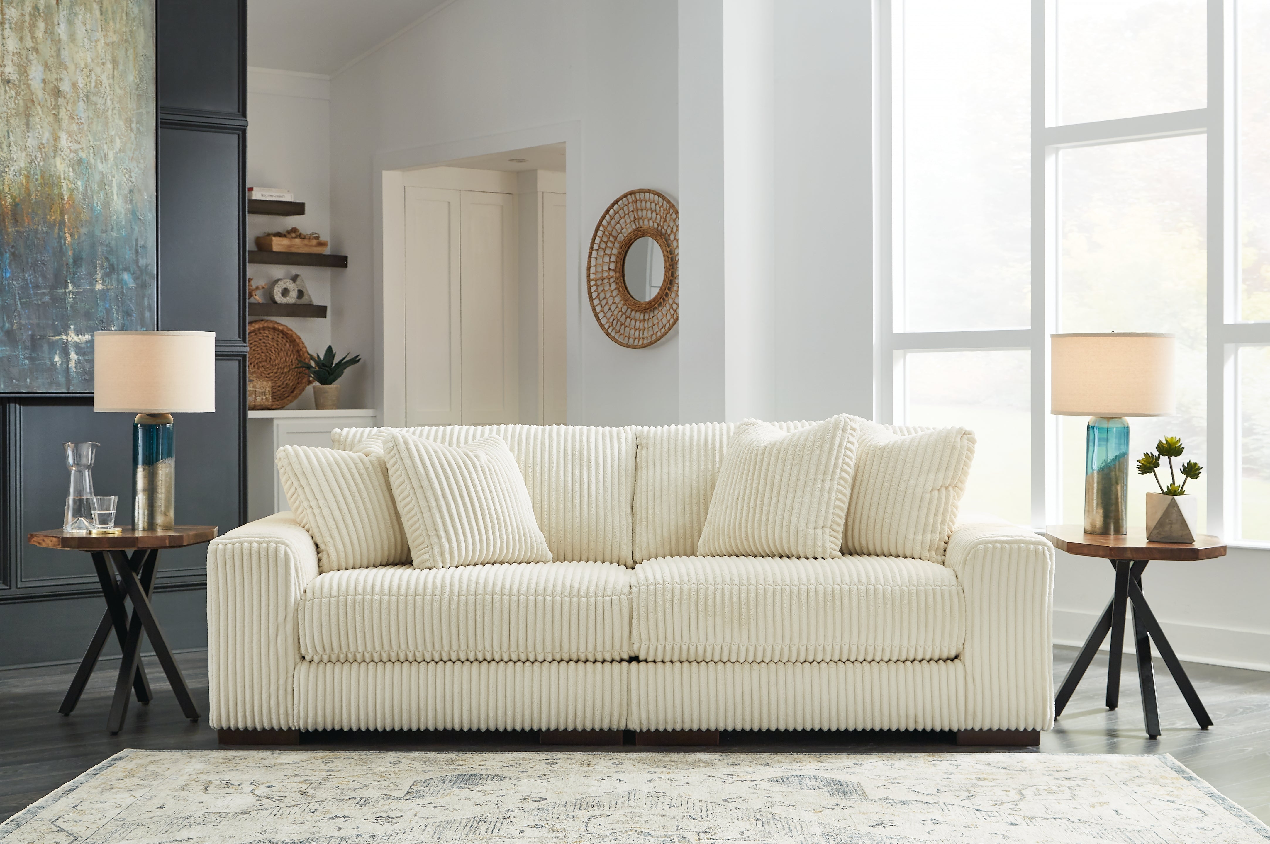 Floridian Furniture - Ashley Furniture - Lindyn Sectional - RAF 2-Piece Sectional Sofa / Ivory - 21104S1