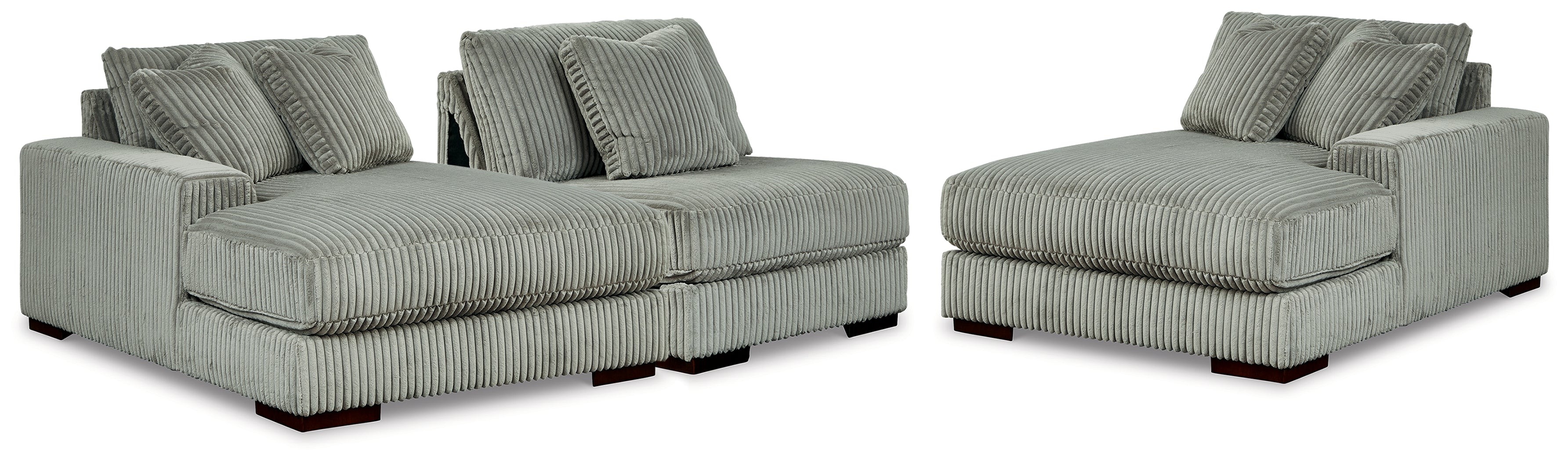 Floridian Furniture - Ashley Furniture - Lindyn Sectional - RAF 3-Piece Sectional with Double Chaise / Fog - 21105S18