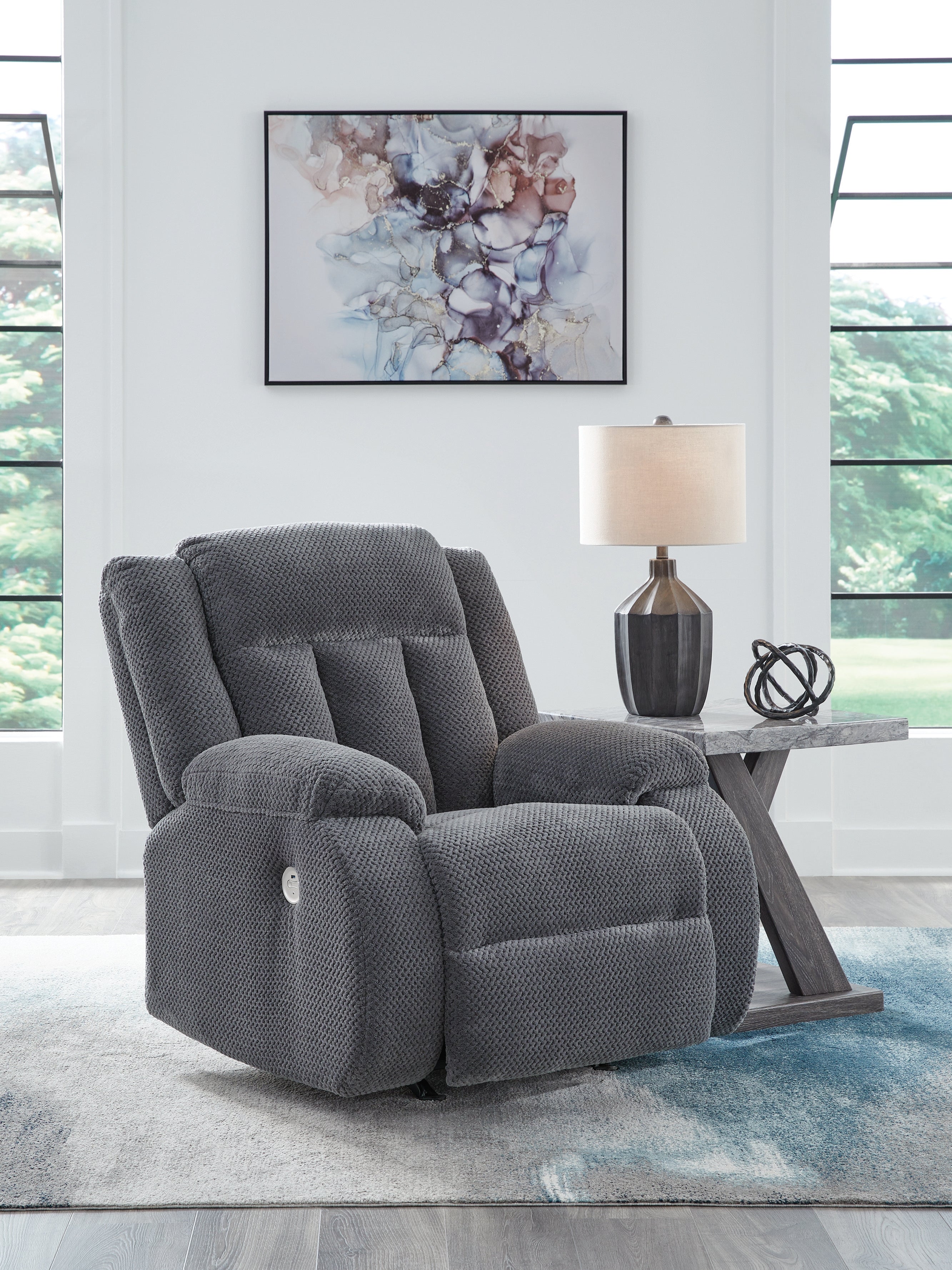 Floridian Furniture - Ashley Furniture - Observation Living Room - Power Rocker Recliner / Steel - PC2140598