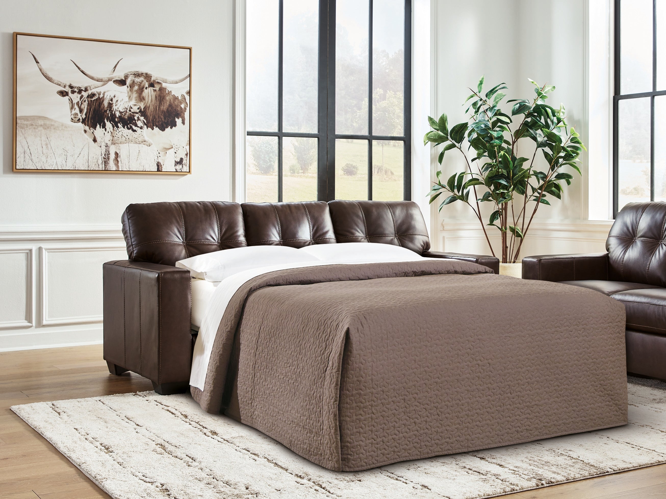 Floridian Furniture - Ashley Furniture - Santorine Living Room - Queen Sofa Sleeper / Dark Brown - 2170639