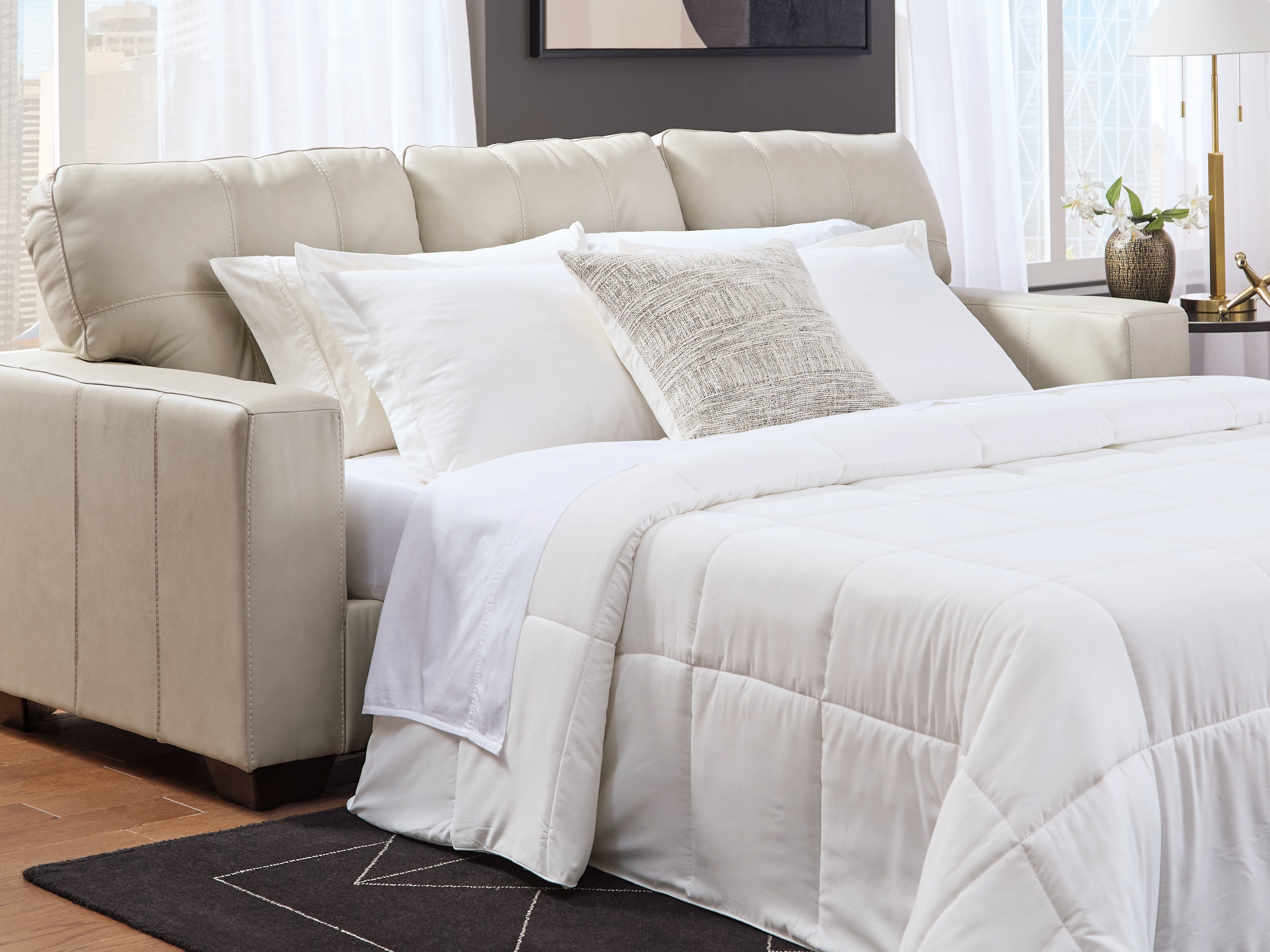 Floridian Furniture - Ashley Furniture - Santorine Living Room - Queen Sofa Sleeper / Bone - 2170839