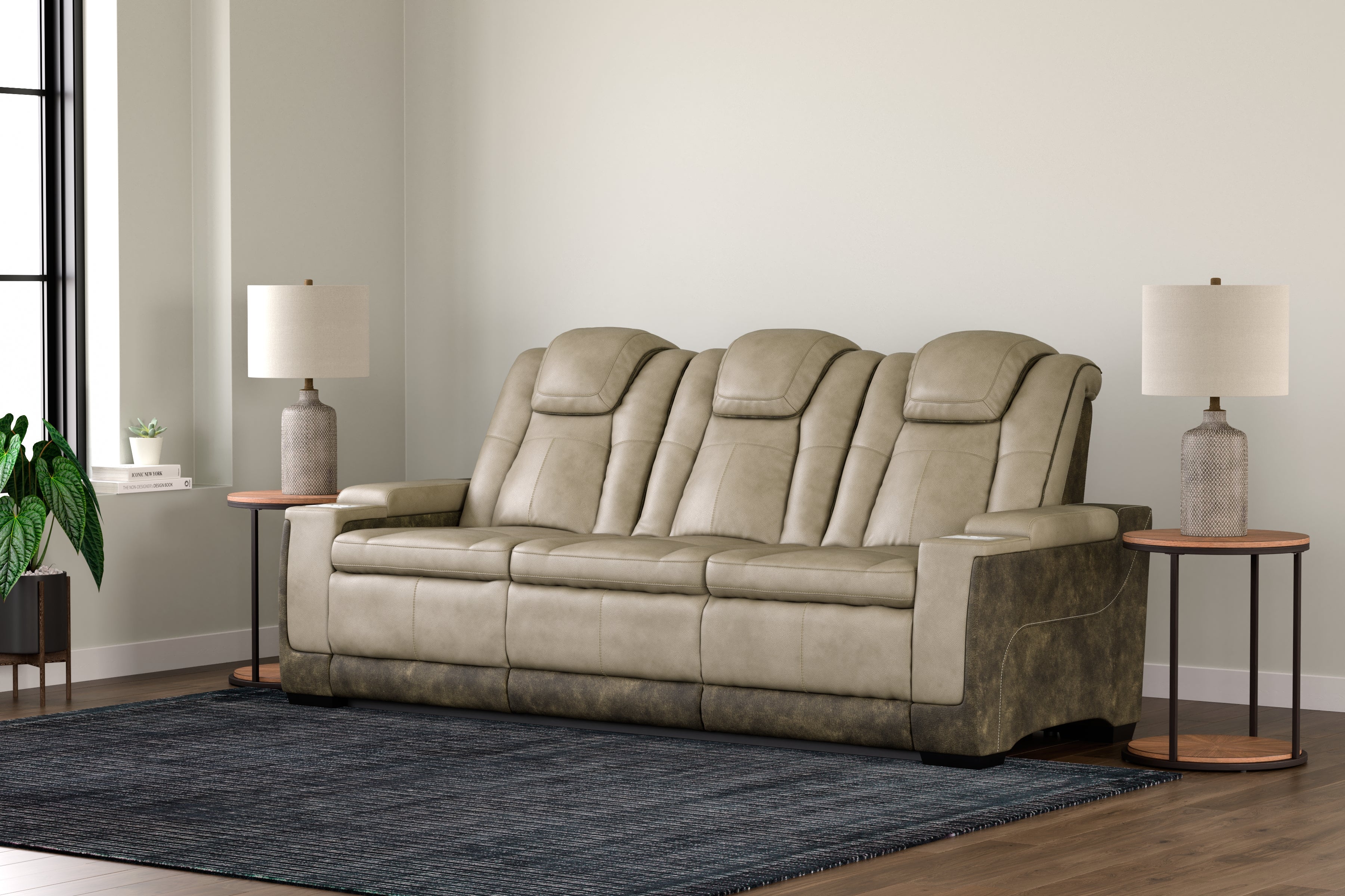 Floridian Furniture - Ashley Furniture - Next-Gen DuraPella Living Room - PWR REC Sofa with ADJ Headrest / Sand - 2200315