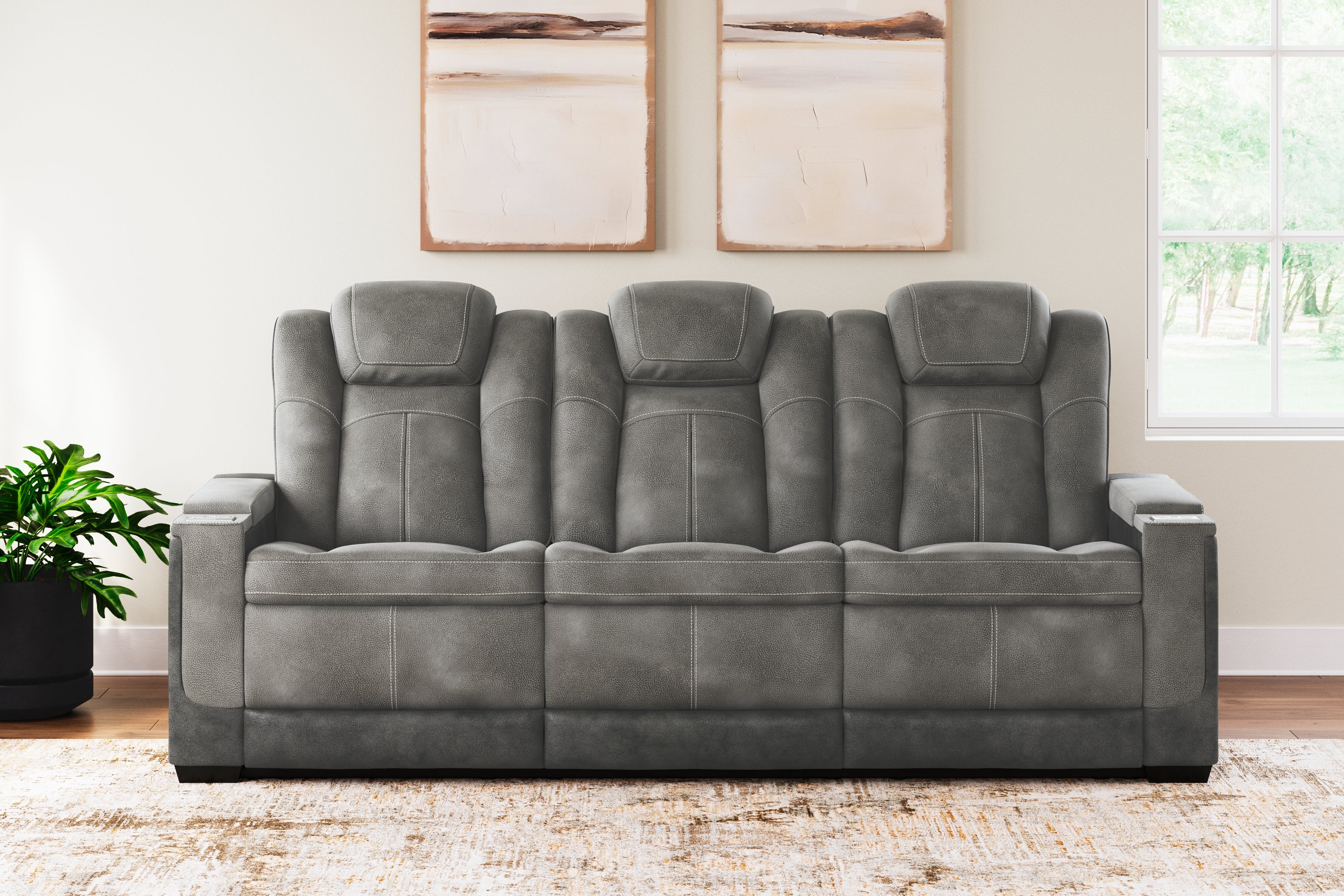 Floridian Furniture - Ashley Furniture - Next-Gen DuraPella Living Room - PWR REC Sofa with ADJ Headrest / Slate - 2200415