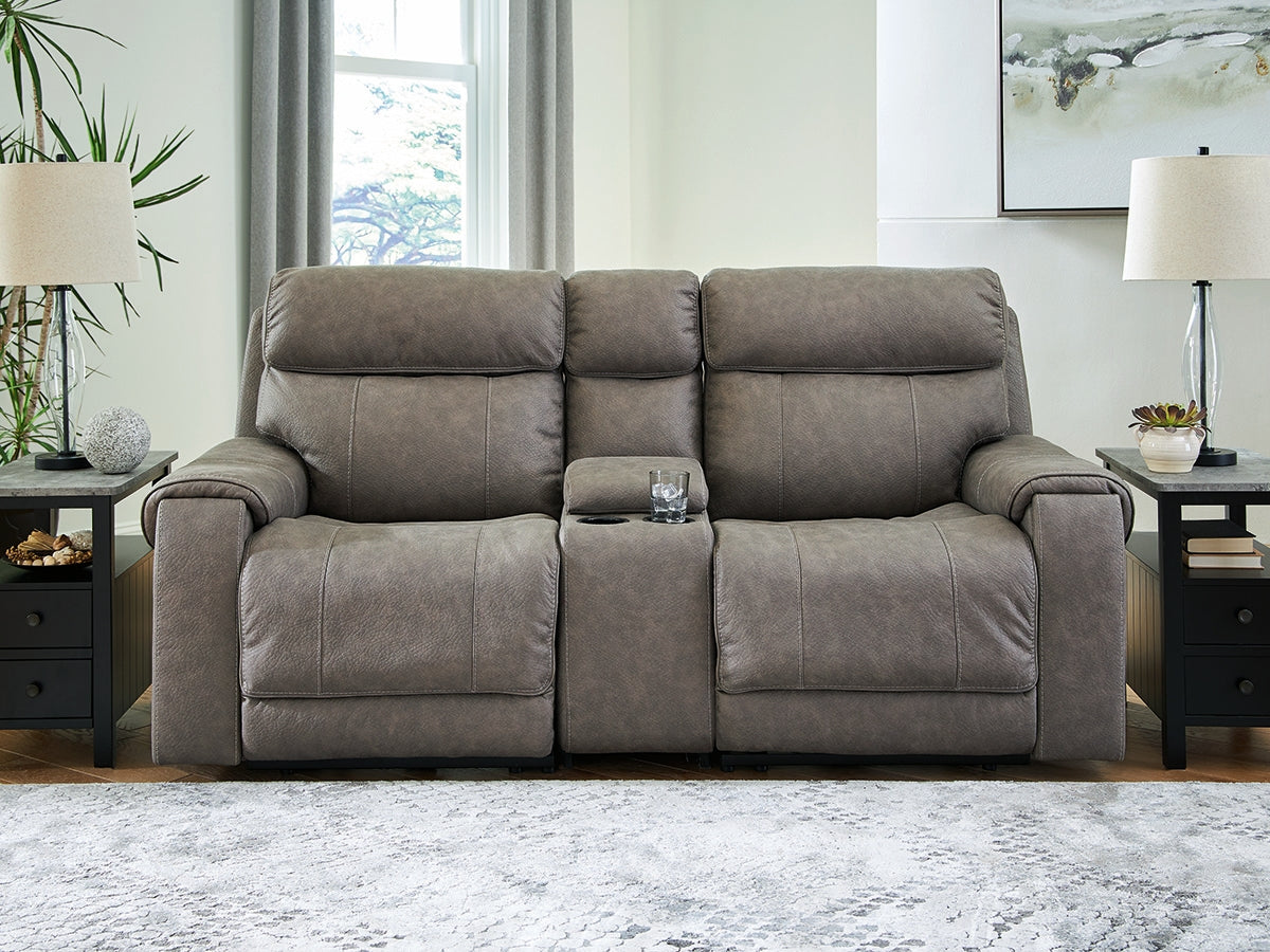 Floridian Furniture - Ashley Furniture - Starbot Sectional - 3-Piece Power Reclining Sectional Loveseat with Console / Fossil - 23501S2