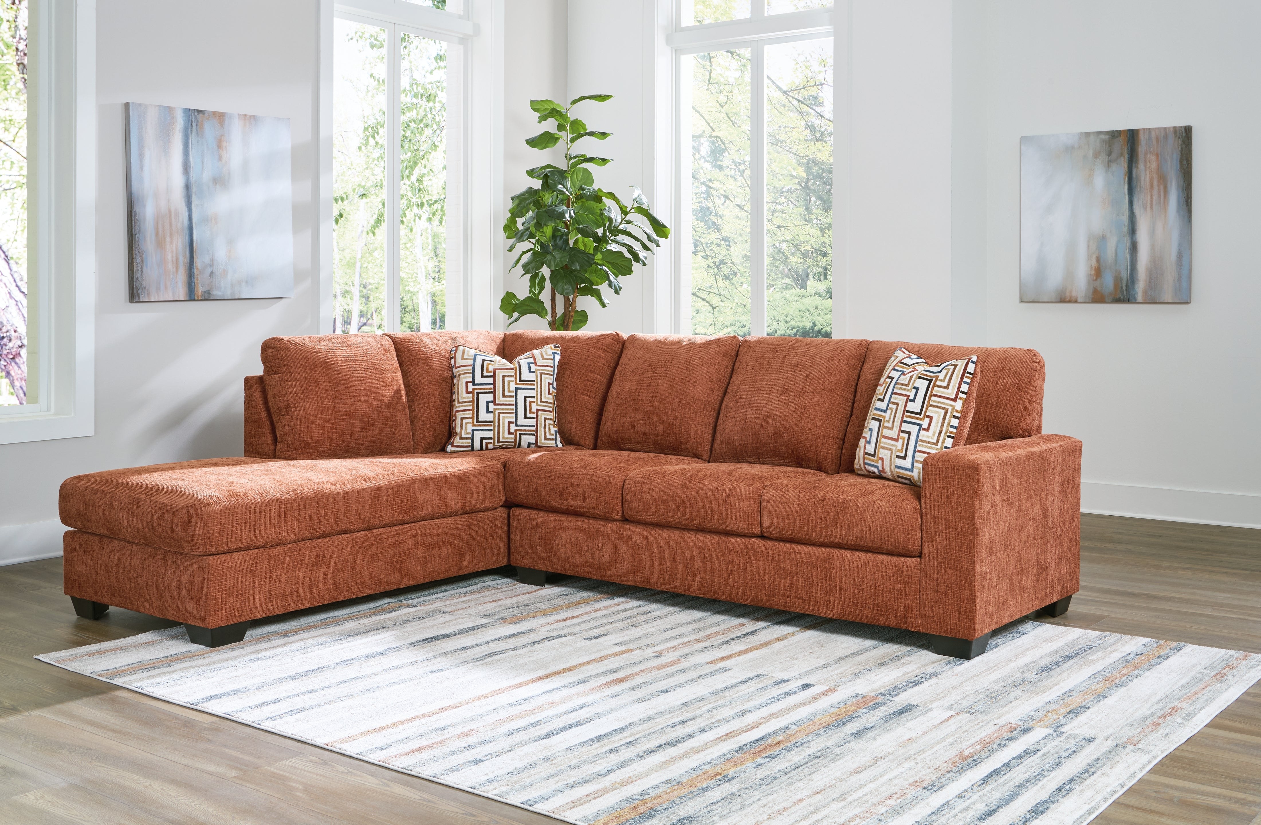 Floridian Furniture - Ashley Furniture - Aviemore Sectional - RAF 2-Piece Sectional with Chaise / Spice - 24304S1